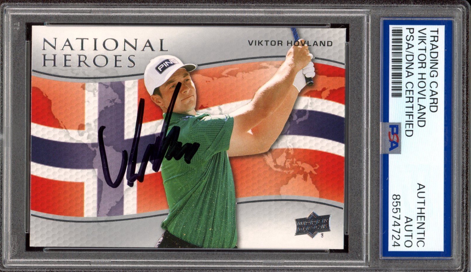 2024 Upper Deck Golf #NH11 Viktor Hovland Signed National Heroes Rookie PSA AUTO