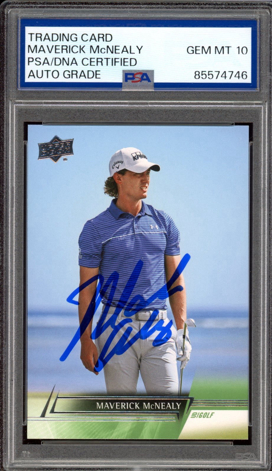 2024 Upper Deck Golf #38 Maverick McNealy Signed Rookie PSA GEM MINT 10 AUTO RC