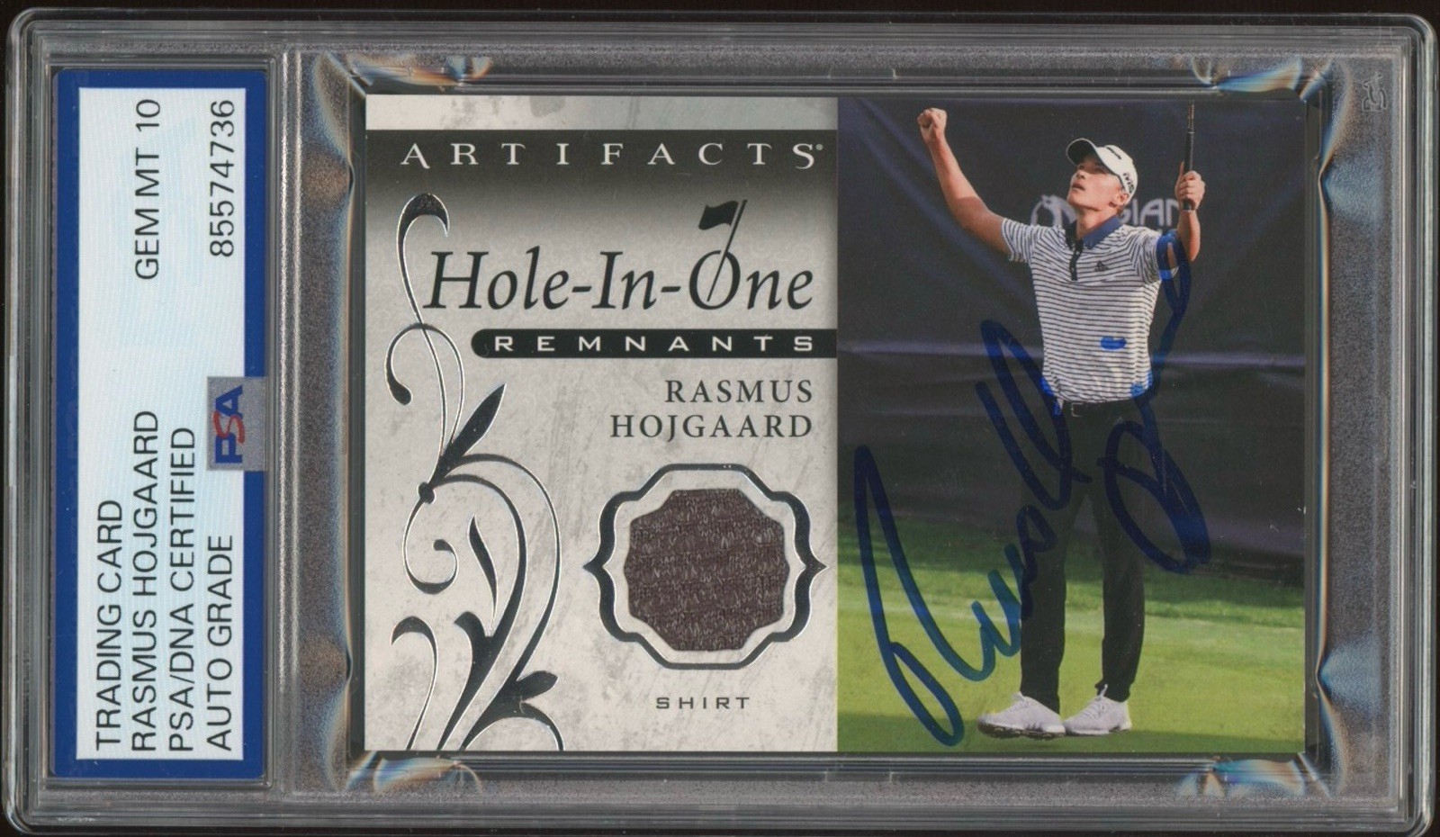2021 UD Artifacts Golf Rasmus Hojgaard Hole In One Remants PSA GEM MT 10 AUTO RC