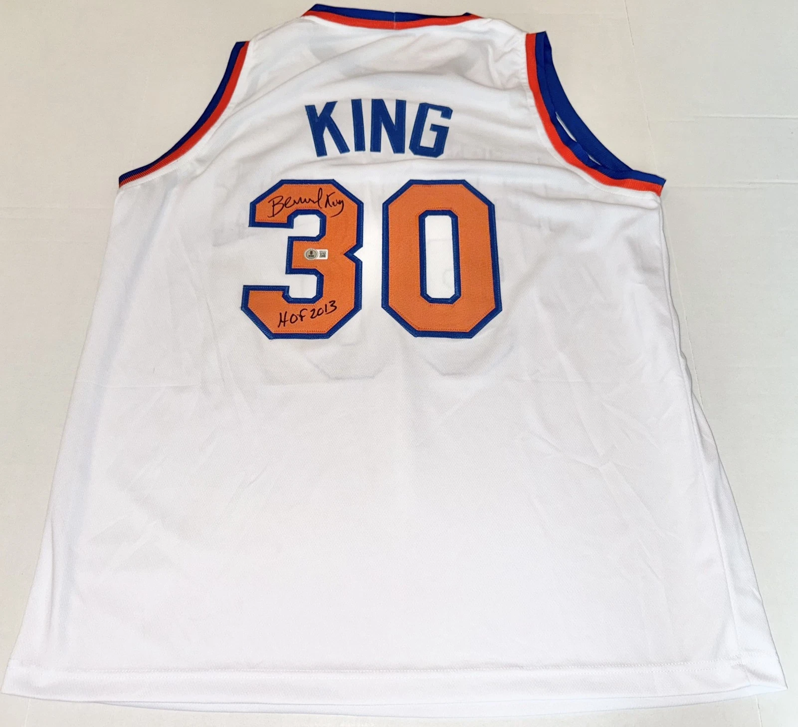 Bernard King New York Knicks signed White Custom jersey W/ HOF Beckett Witnessed
