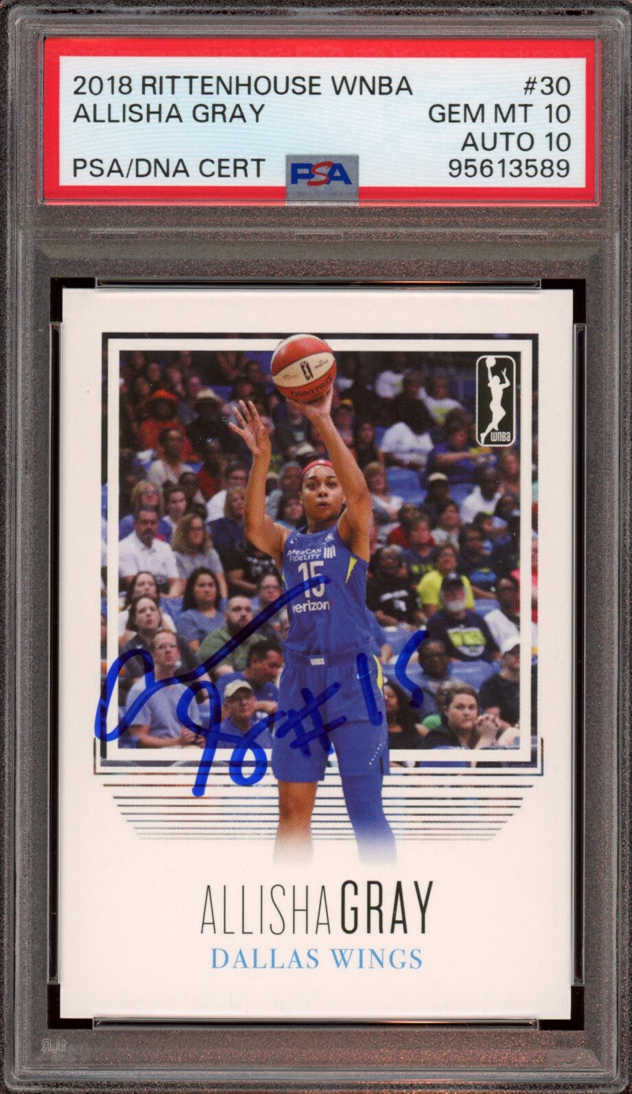 2018 Rittenhouse WNBA #30 Allisha Gray Signed Card Auto PSA/DNA GEM MINT 10/10
