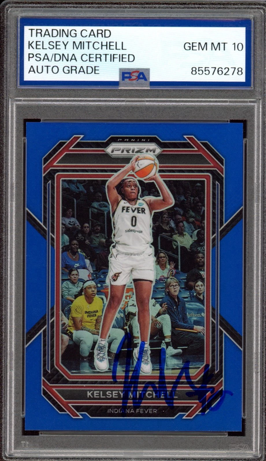 2023 Panini Prizm WNBA #123 Kelsey Mitchell Signed Blue /175 PSA GEM MT 10 AUTO
