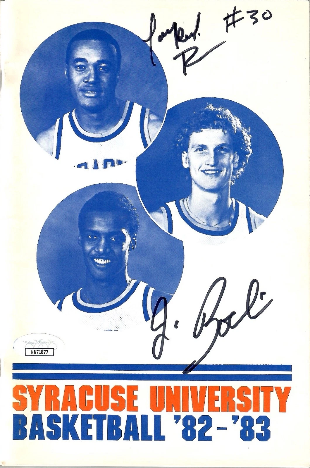 JIM BOEHEIM+TONY BRUIN SIGNED 1982-83 SYRACUSE BASKETBALL MEDIA GUIDE       JSA