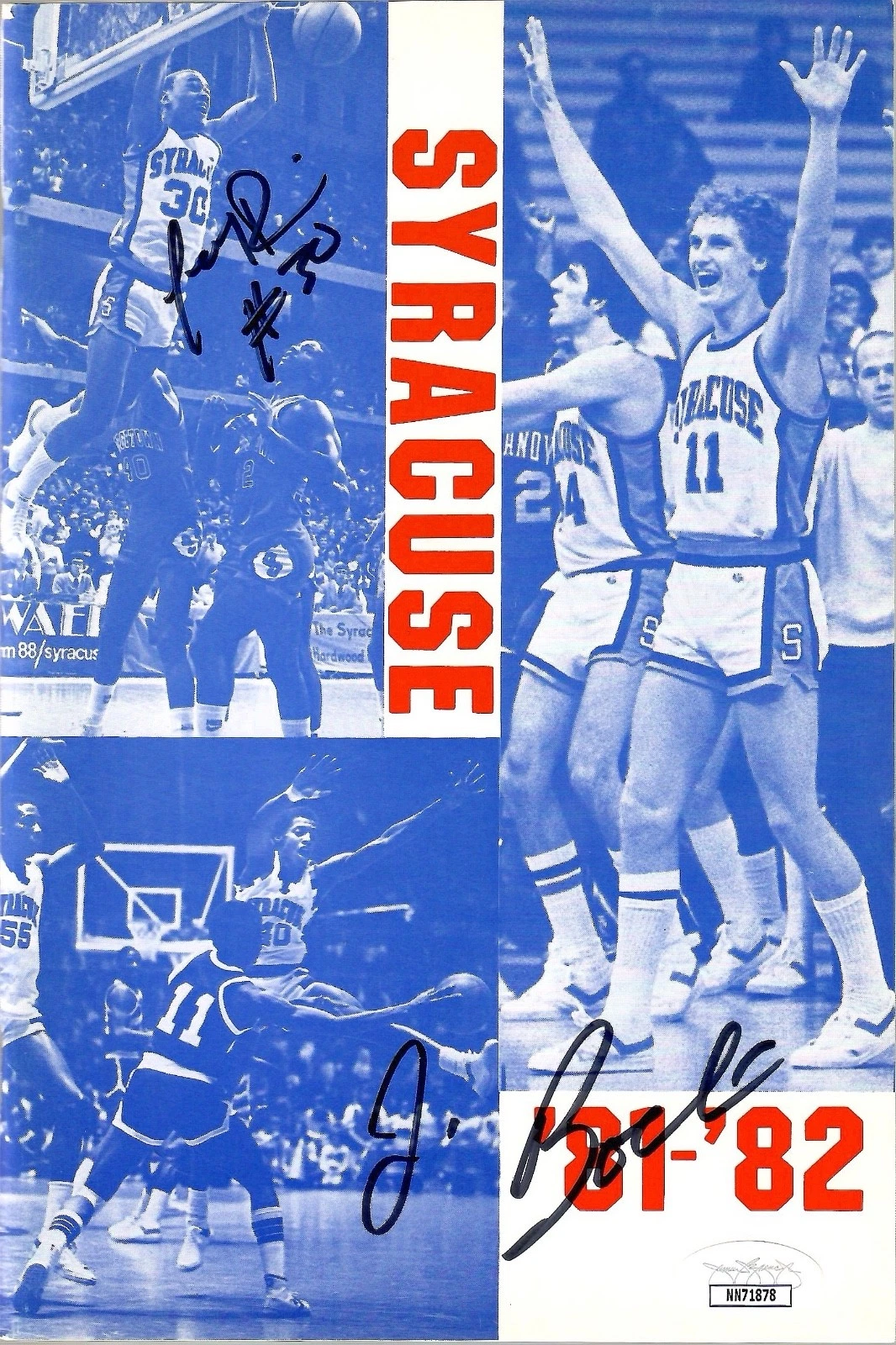 JIM BOEHEIM+TONY BRUIN SIGNED 1981-82 SYRACUSE BASKETBALL MEDIA GUIDE       JSA