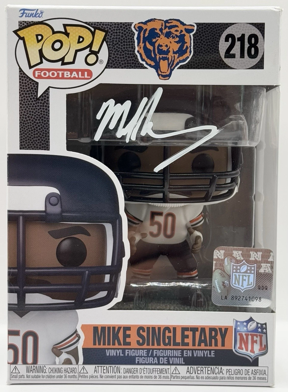 Mike Singletary Signed Autographed Chicago Bears Funko Pop JSA COA