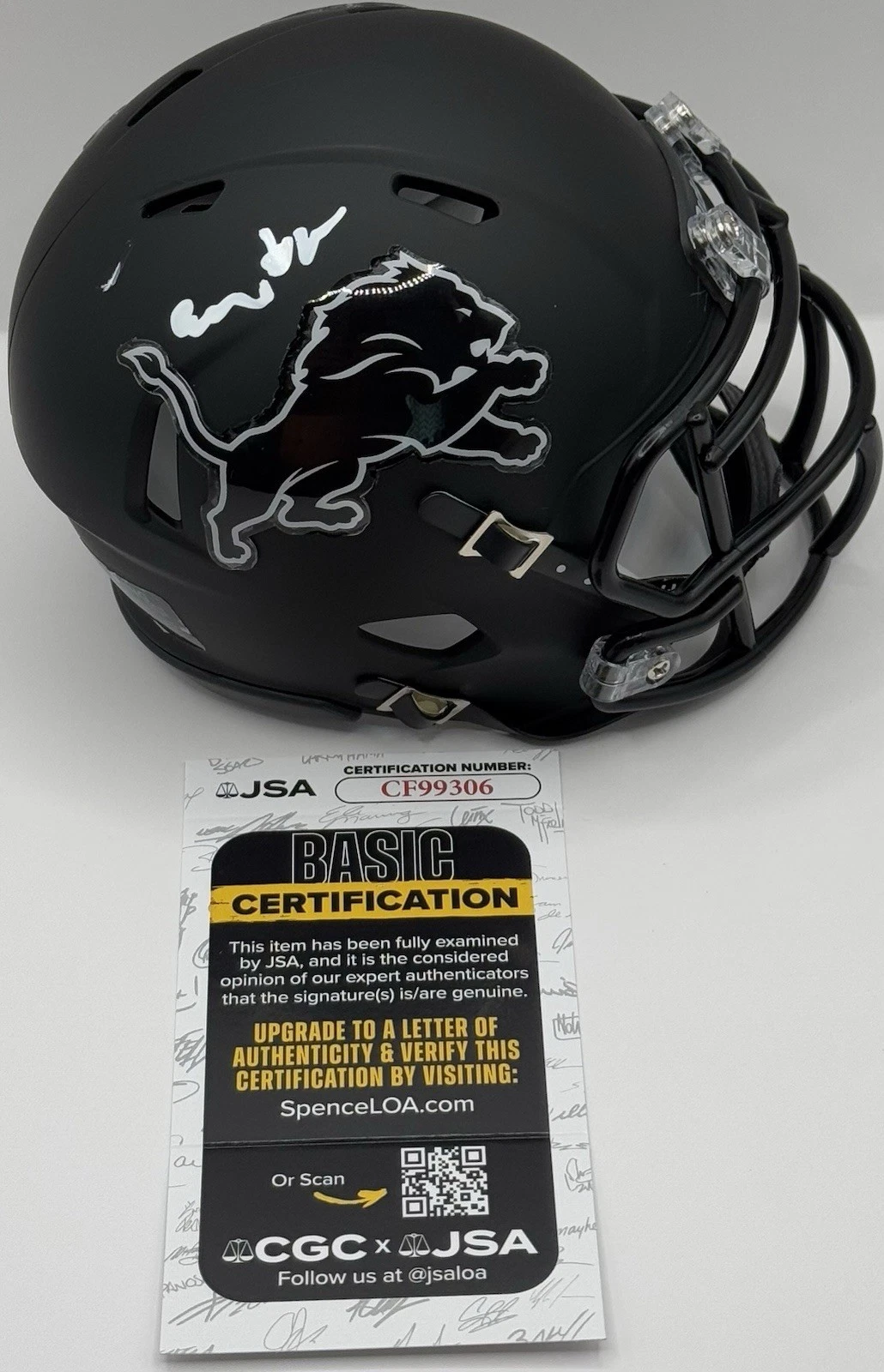 Ennis Rakestraw Jr. Signed Autographed Detroit Lions Mini Helmet JSA COA