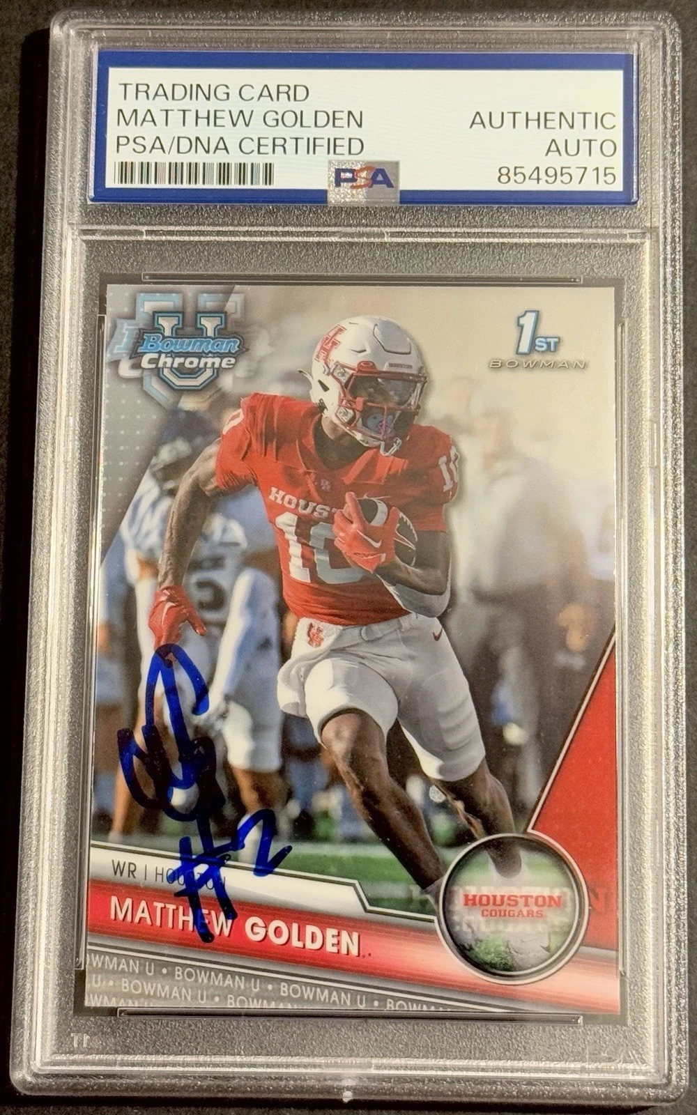 Matthew Golden Signed 2023 Bowman U Chrome Rookie Card PSA/DNA Slabbed Packers