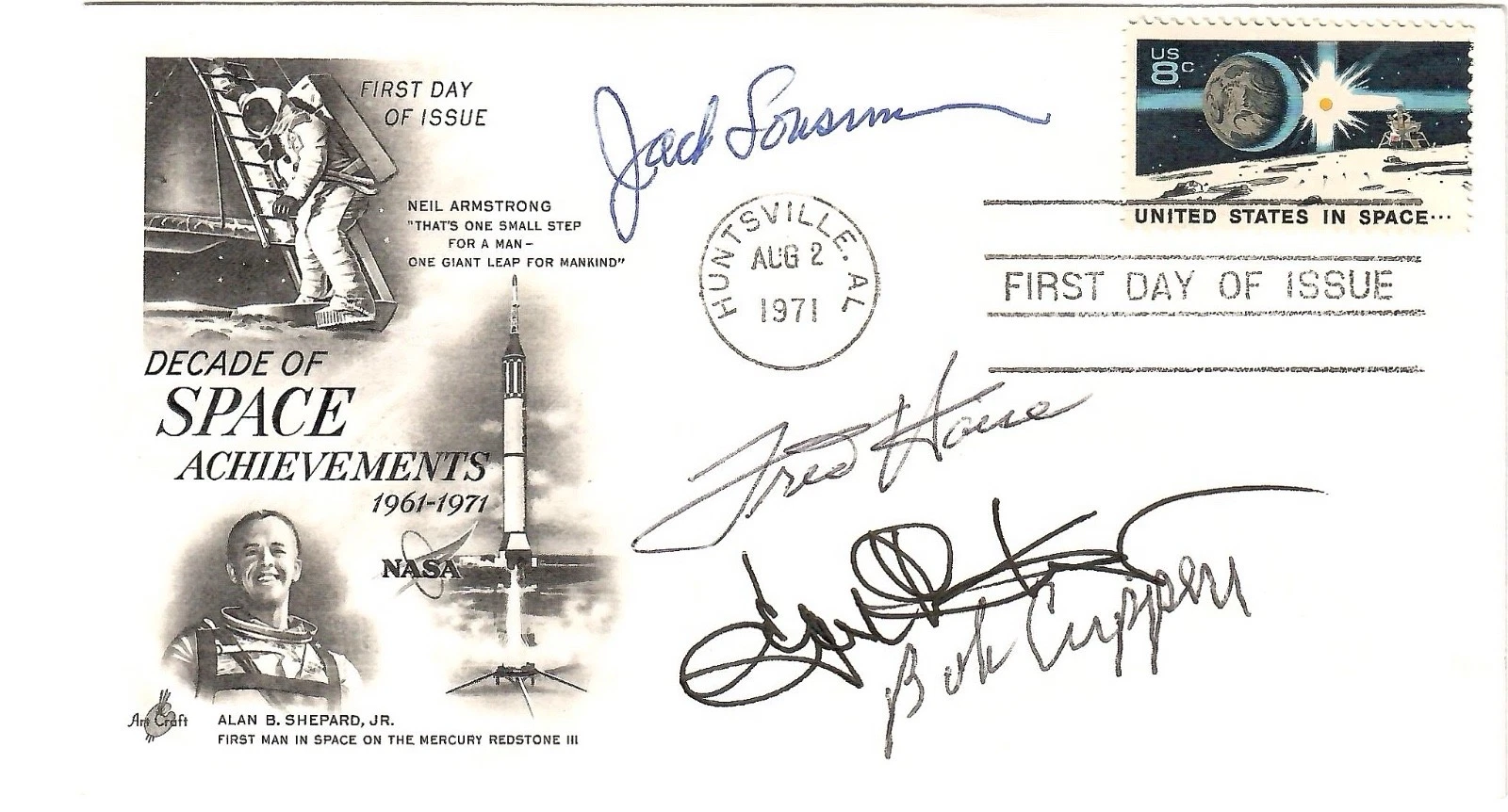 FRED HAISE+KRANZ+CRIPPEN+LOUSMA HAND SIGNED SPACE FDC+COA          NASA LEGENDS
