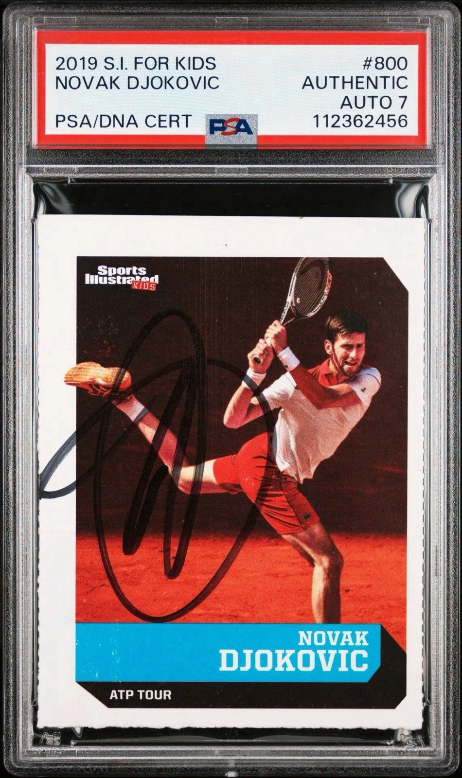 2019 SI For Kids #800 Novak Djokovic Signed Tennis On Card PSA 7 AUTO ATP GOAT