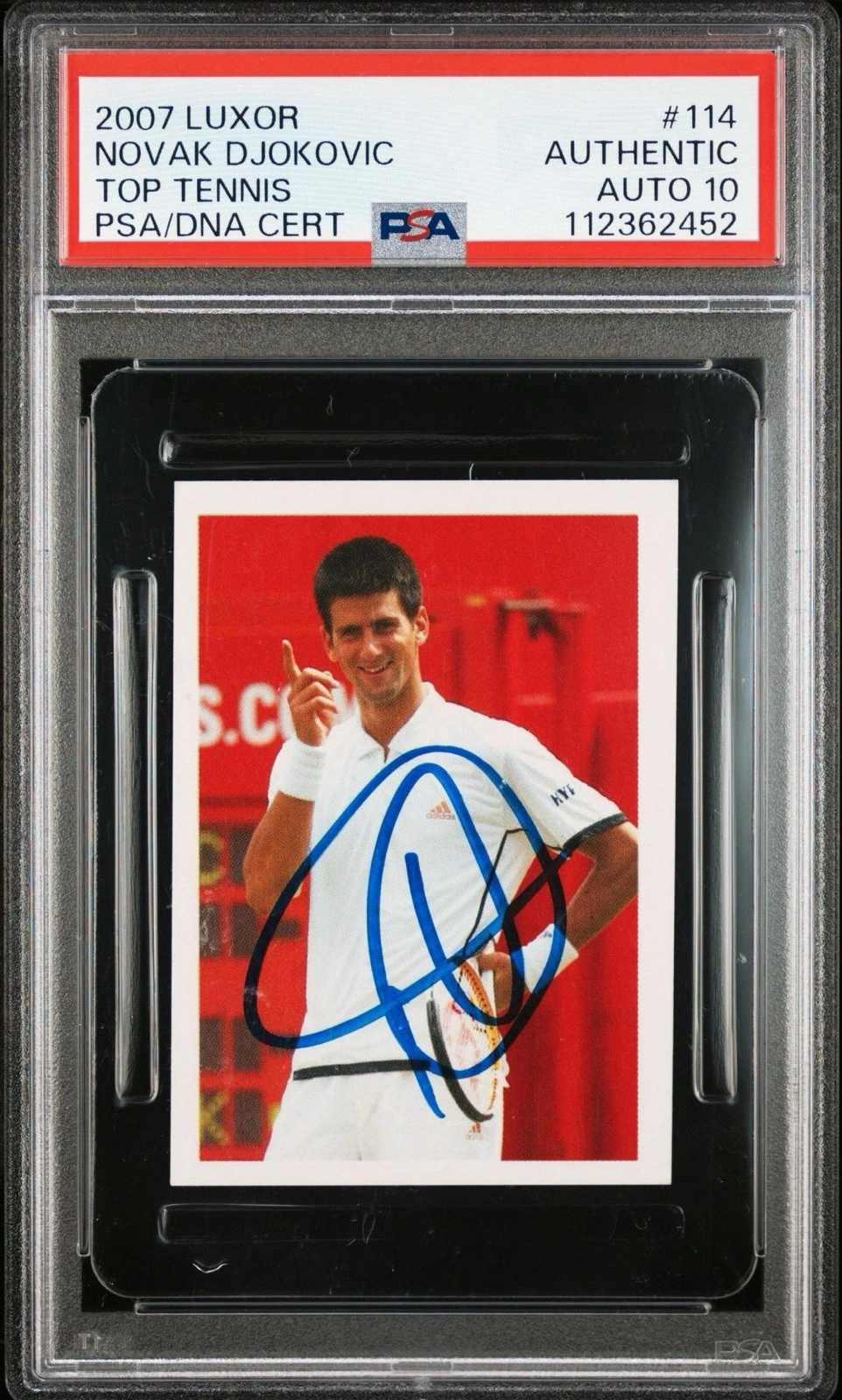 2007 Luxor #114 Novak Djokovic Signed Top Tennis Rookie Card PSA GEM MT 10 AUTO