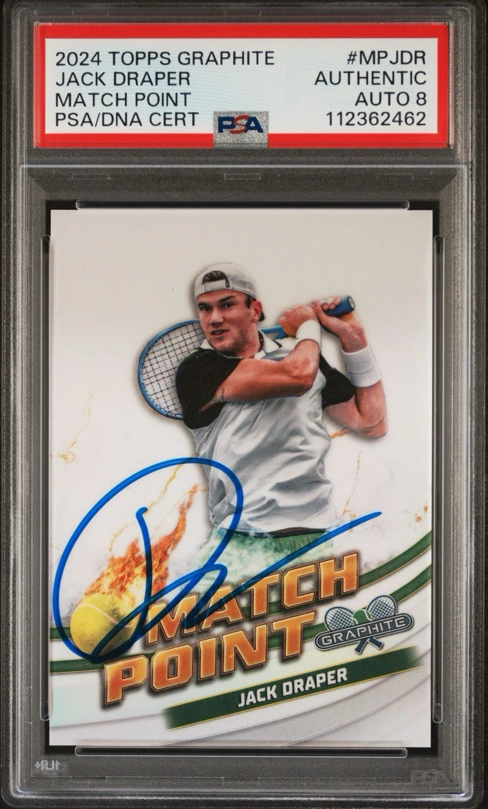 2024 Topps Graphite Jack Draper Rookie Match Point SSP Case Hit PSA 8 AUTO RC