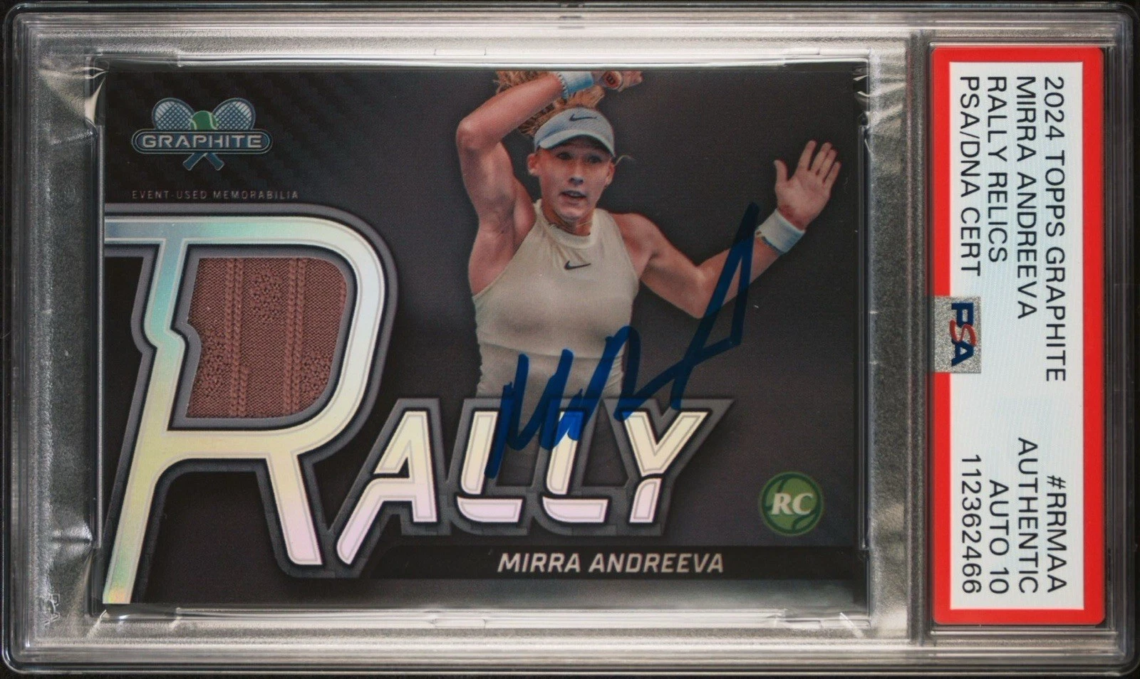 2024 Topps Graphite Mirra Andreeva Rookie Rally Relics PSA GEM MINT 10 AUTO RC