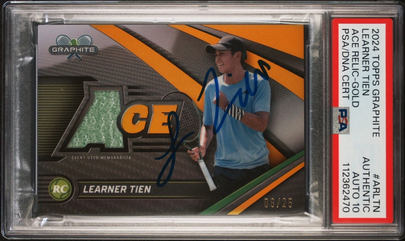 2024 Topps Graphite Learner Tien Rookie Ace Relic Gold /25 PSA GEM MT 10 AUTO RC