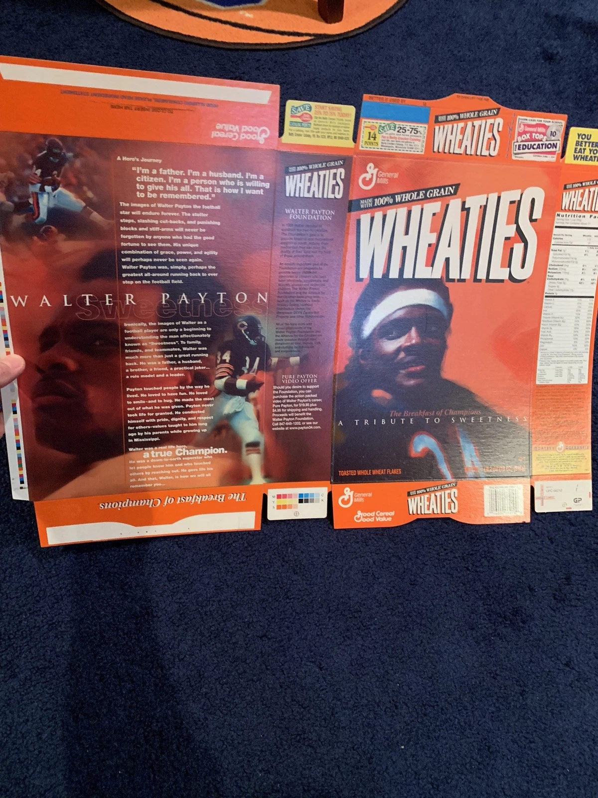 WALTER PAYTON WHEATIES BOX UNUSED NICE FOOTBALL COLLECTIBLE MEMORABILIA