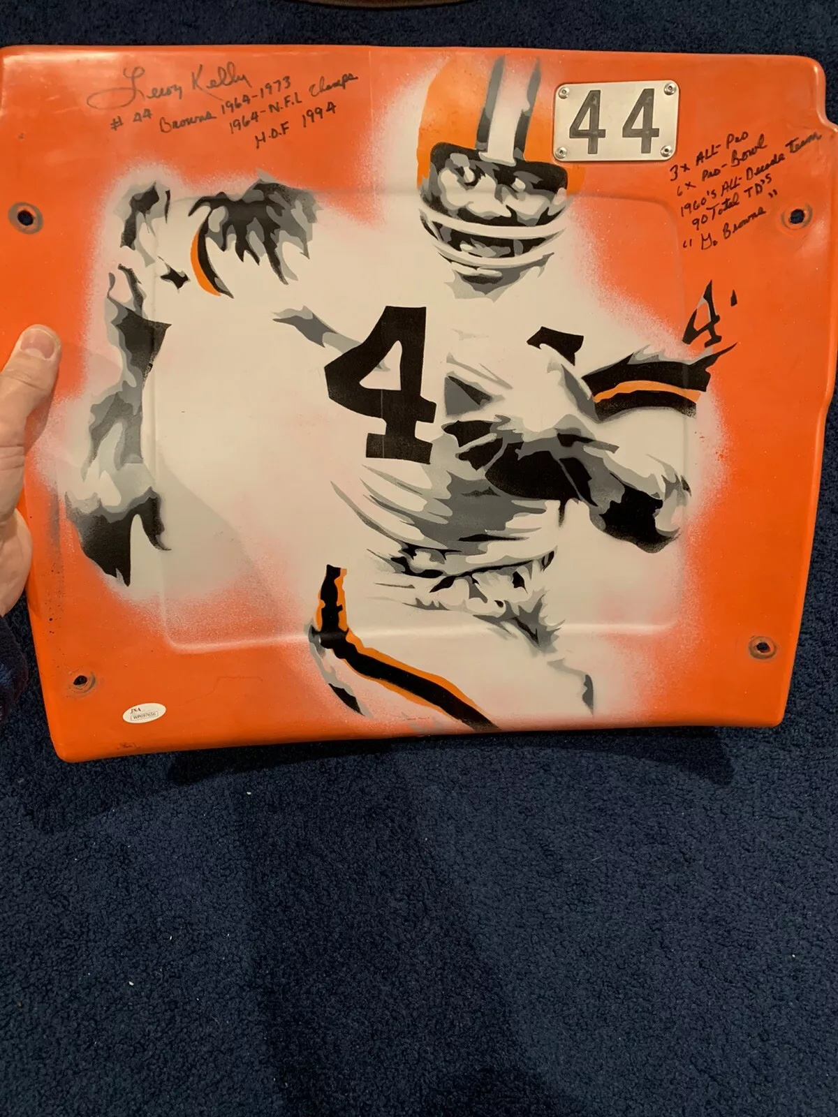LEROY KELLY SIGNED STADIUM STAT SEAT BROWNS FOOTBALL JSA 8 INSCRIPTIONS