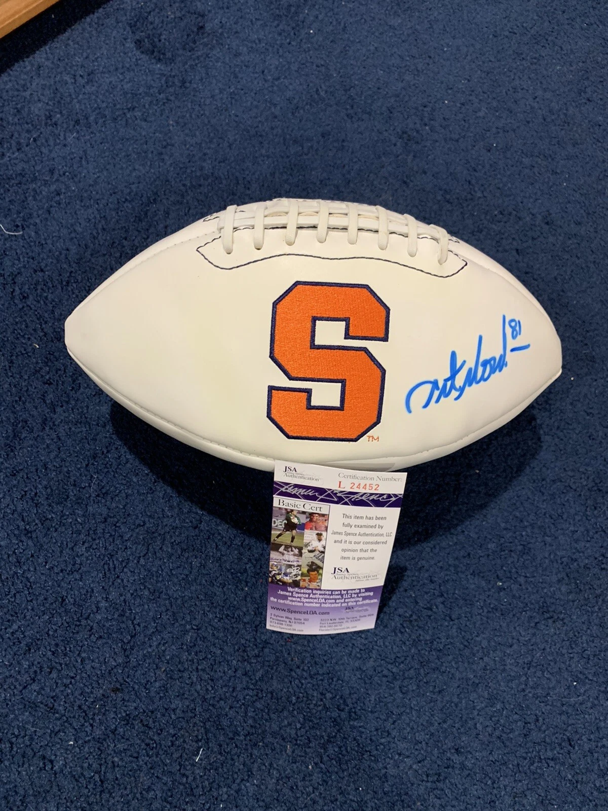 Art Monk Signed Autographed Full Size Syracuse Logo Football JSA Redskins