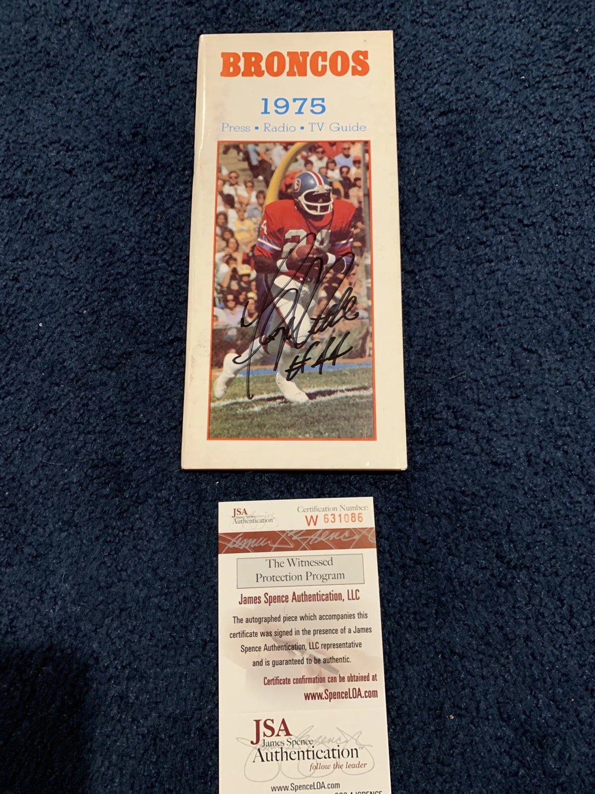 1975 DENVER BRONCOS MEDIA GUIDE SIGNED BY FLOYD LITTLE JSA COA WOW SU COLLECTIBLE MEMORABILIA