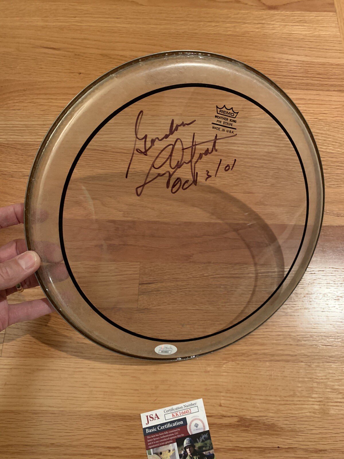 Gordon Lightfoot Authentic Signed Concert Used Drum Head JSA Certified