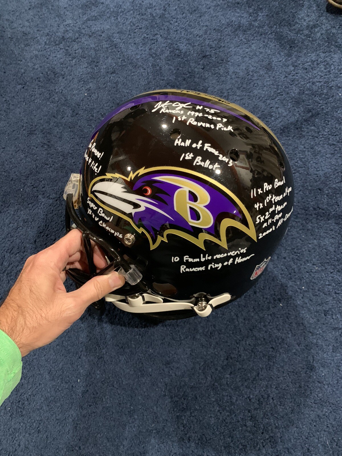 Jonathan Ogden Custom Full Size Ravens UCLA STAT HELMET 24 INSCRIPTIONS JSA LOA