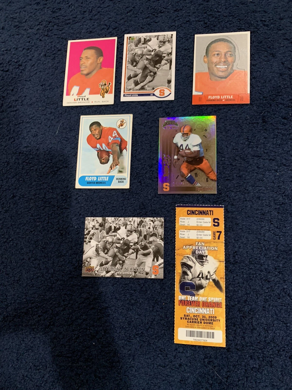FLOYD LITTLE SYRACUSE Denver Broncos 6 Football Cards And Ticket