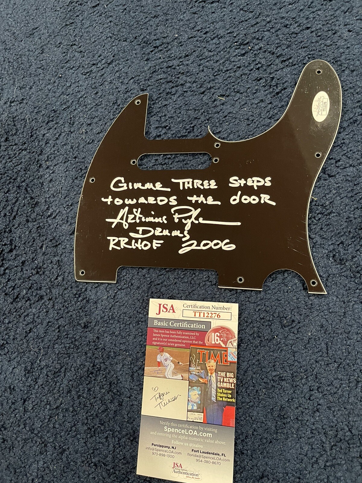 Artimus Pyle Signed Tele Pick Guard JSA Lynyrd Skynyrd Gimme 3 Steps Lyrics