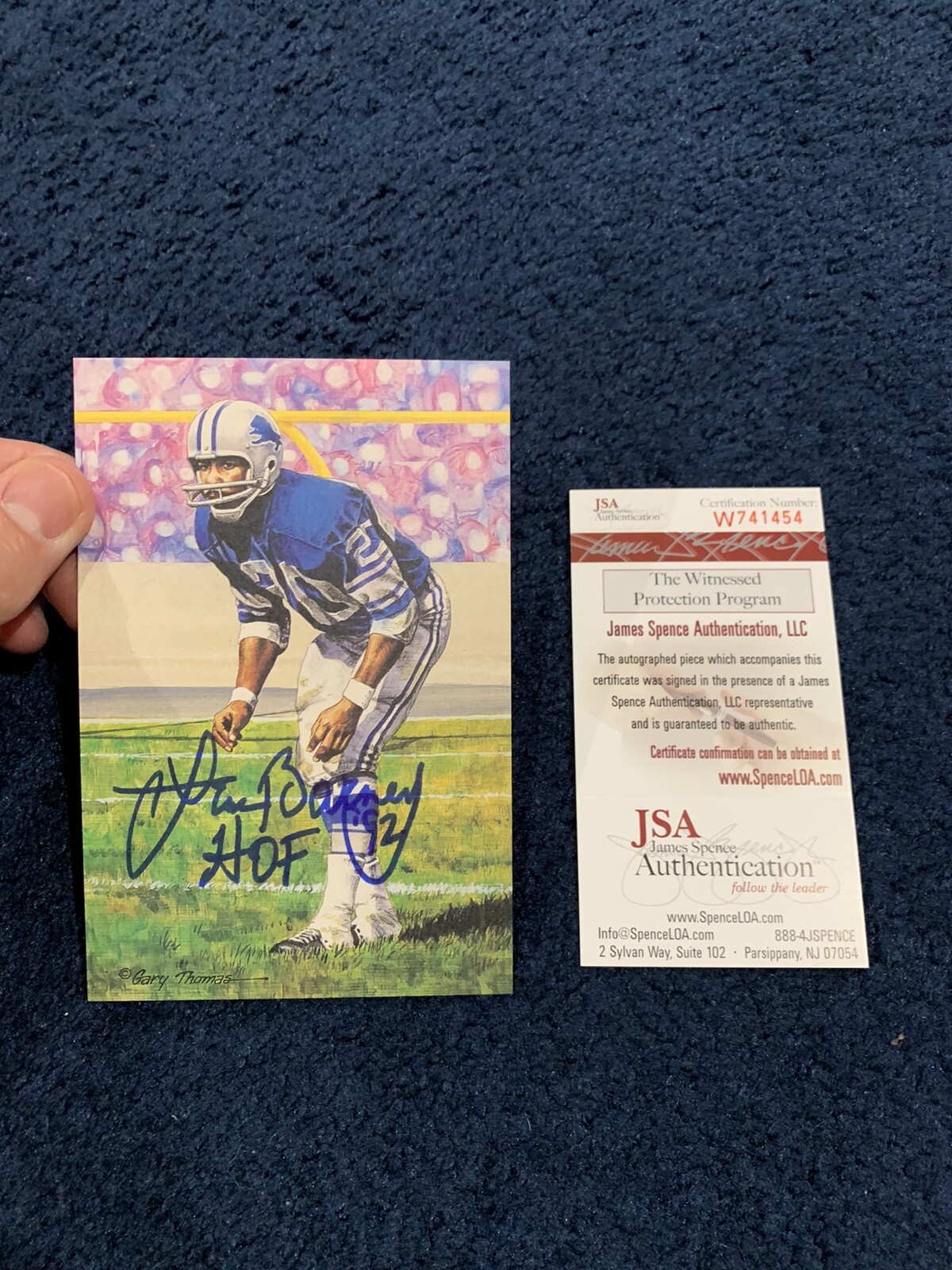 Detroit Lions HOF Lem Barney Signed GLAC Goal Line Art Card JSA