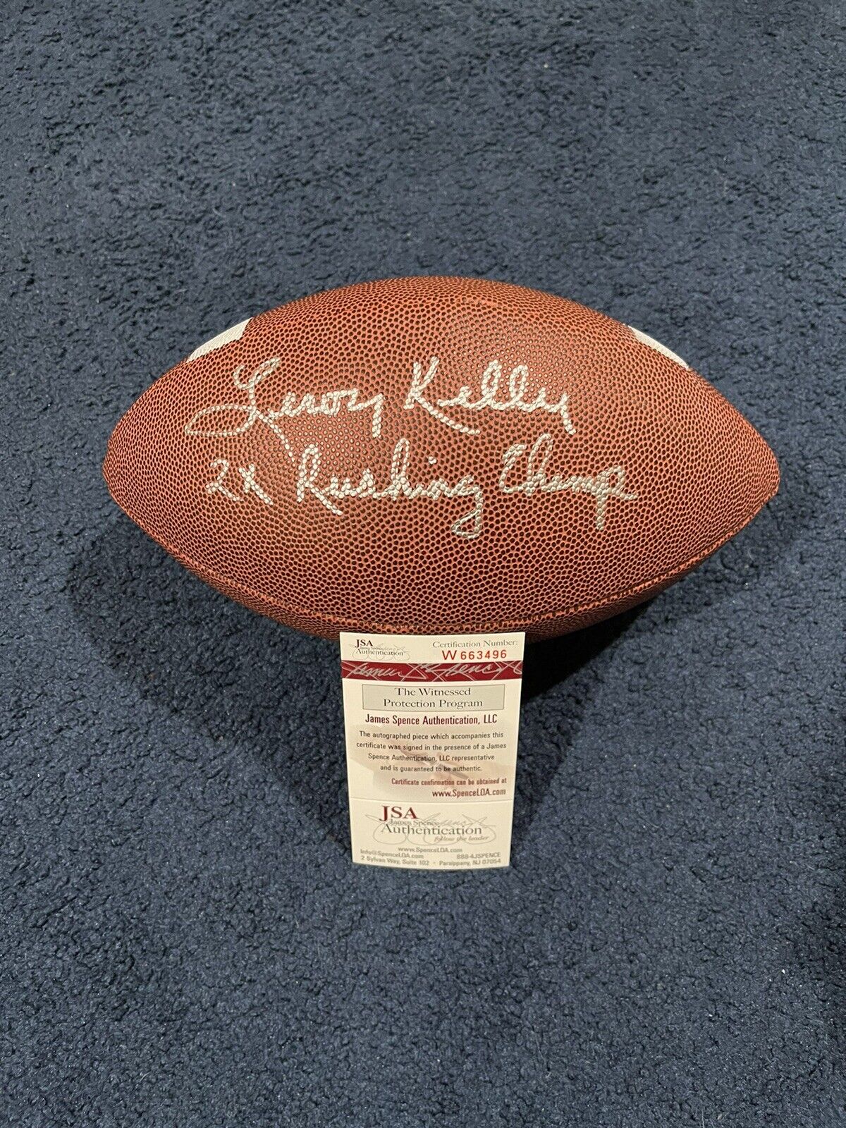 Leroy Kelly Signed Football, JSA, 2X Rushing Champ Inscription Cleveland Browns