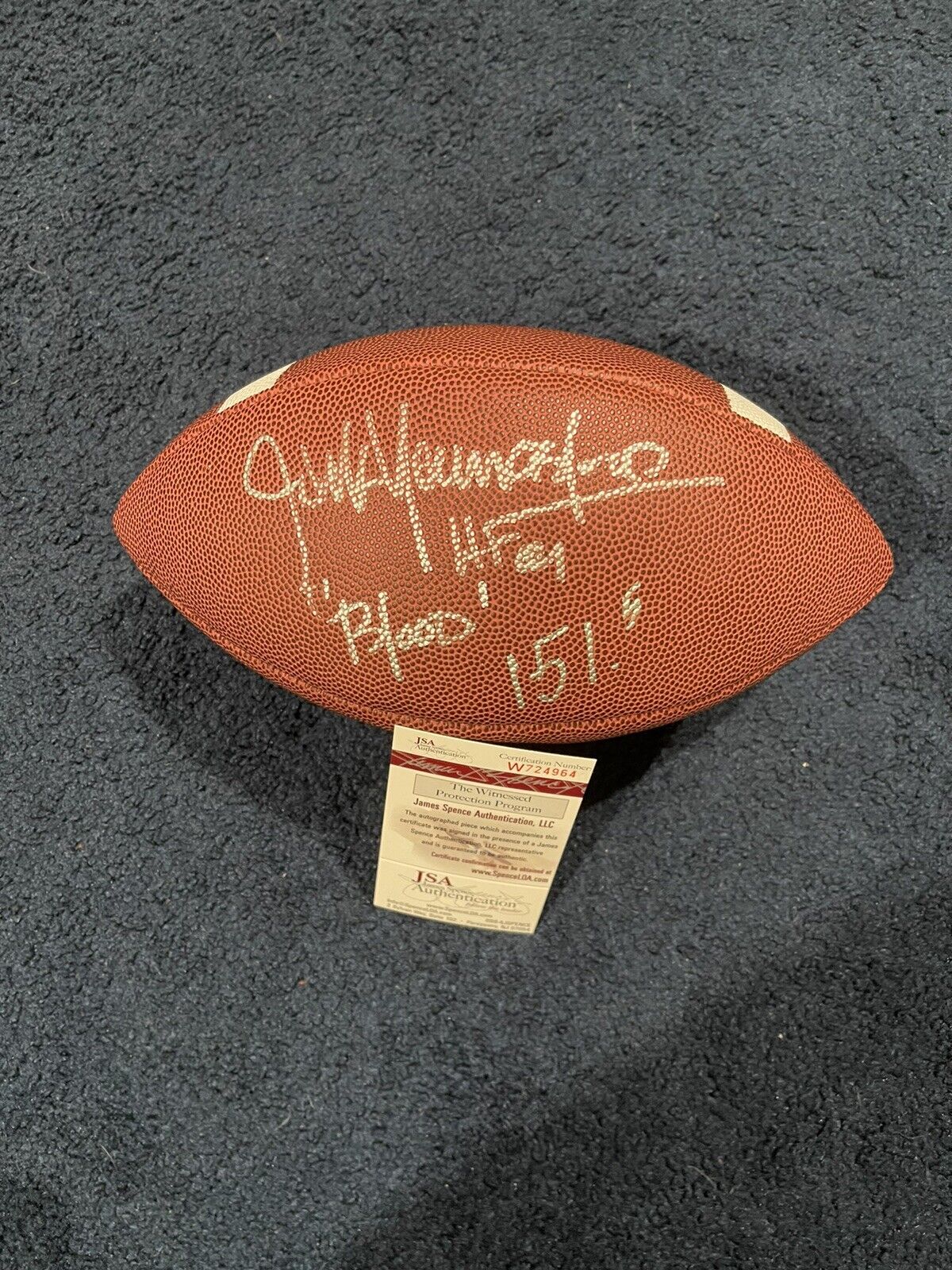 Jack Youngblood Signed Football, JSA, 3 Inscriptions, Rams Blood Inscription!!!!