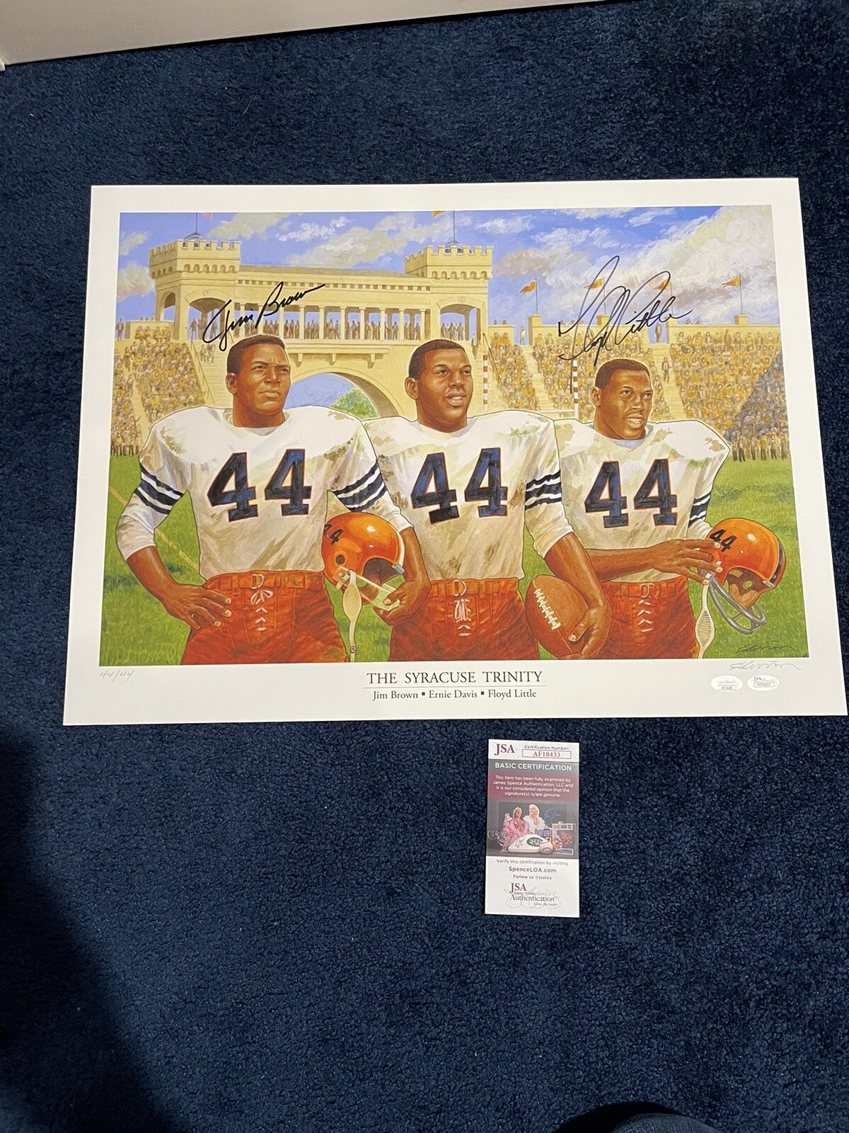 Holy Grail SYRACUSE Football Item -  SIGNED Trinity Litho Floyd Brown #44/44 JSA