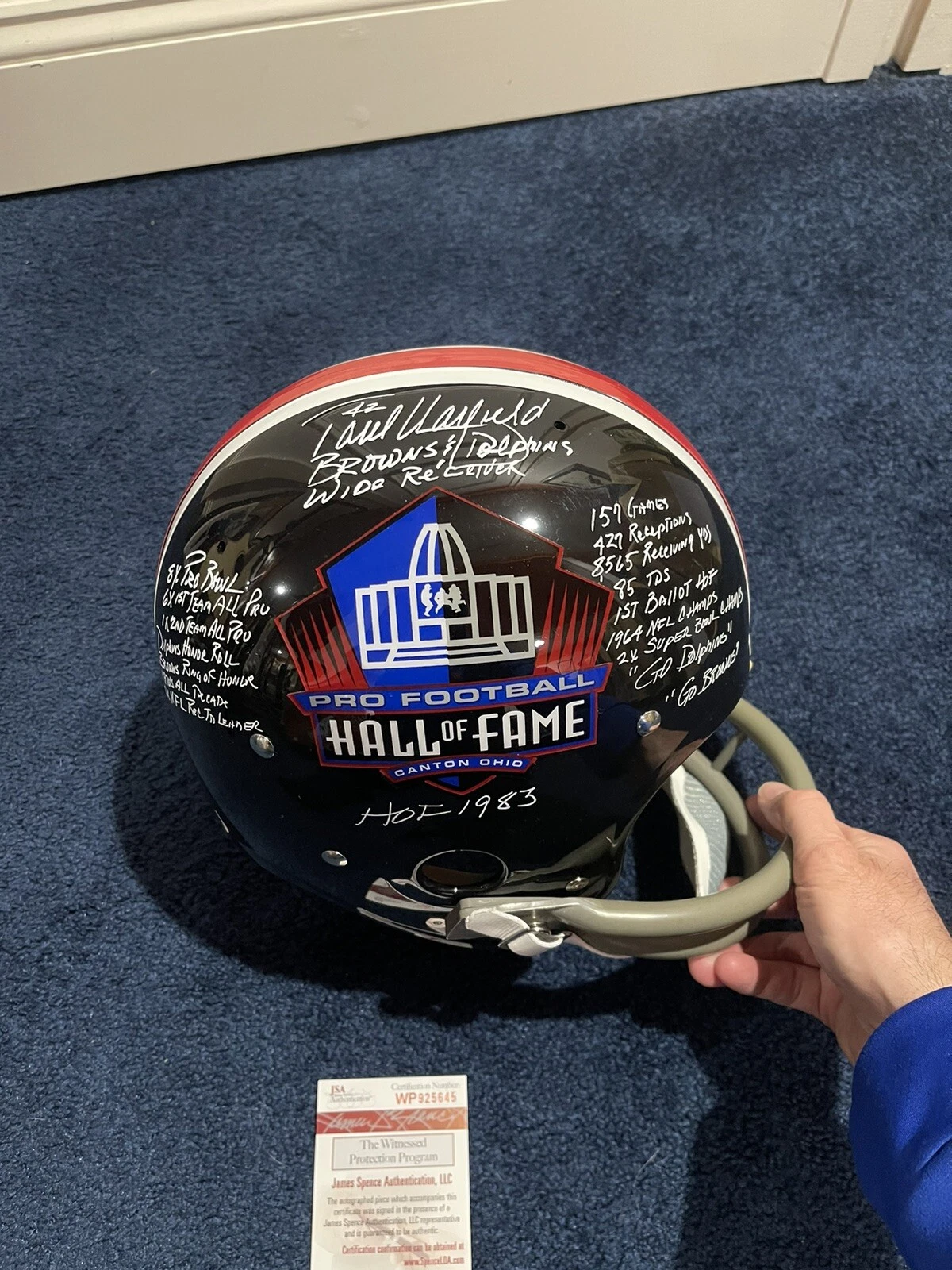 Paul Warfield SIGNED STAT F/S HoF Helmet 19 INSCRIPTIONS Dolphins Browns JSA