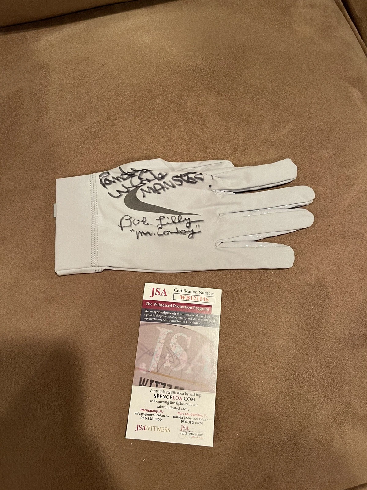 Randy White + Bob Lilly Signed Autographed Nike Football Glove JSA Cowboys