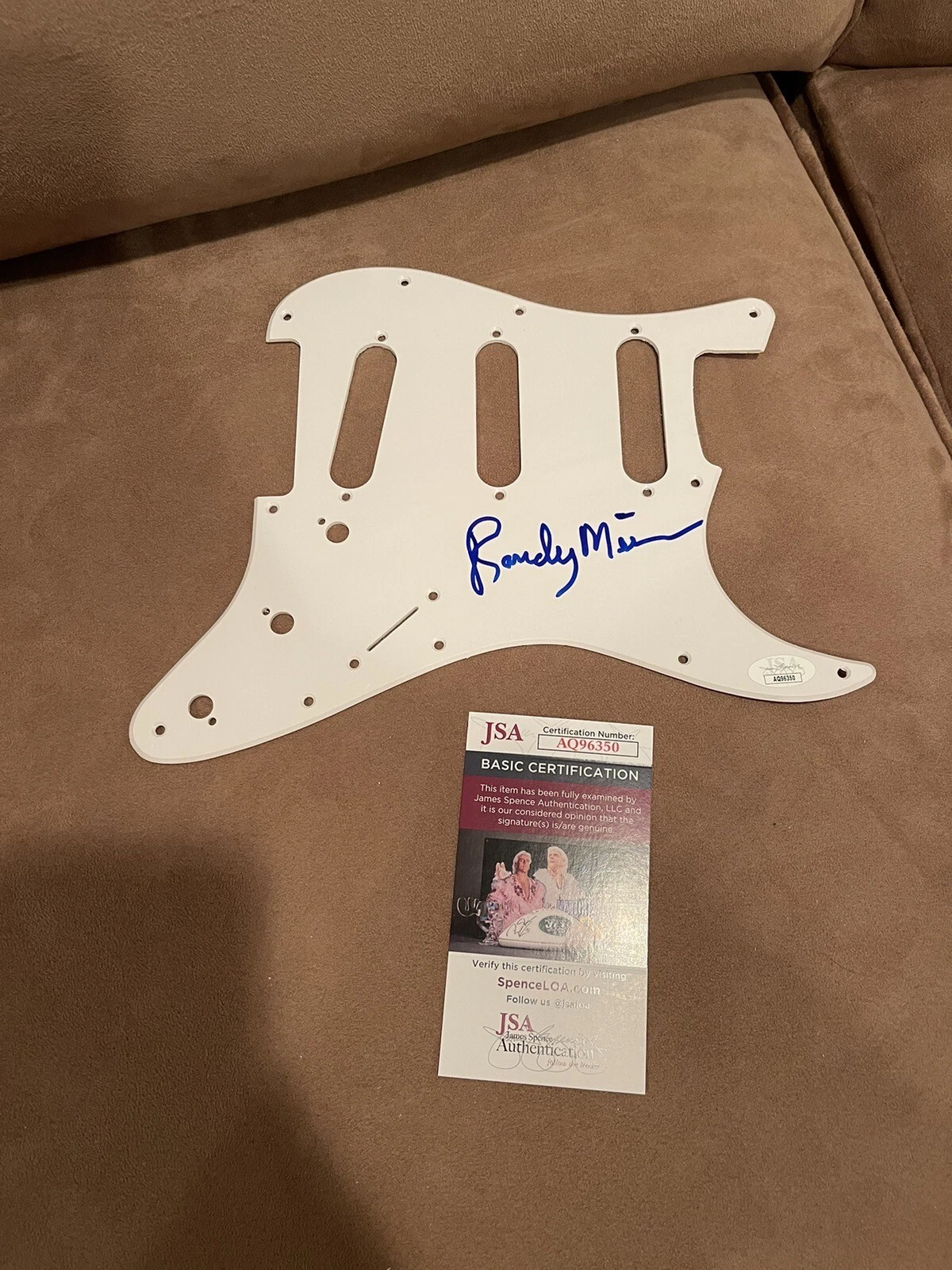 Randy Meisner Signed Autographed Strat Guitar Pick Guard JSA The Eagles