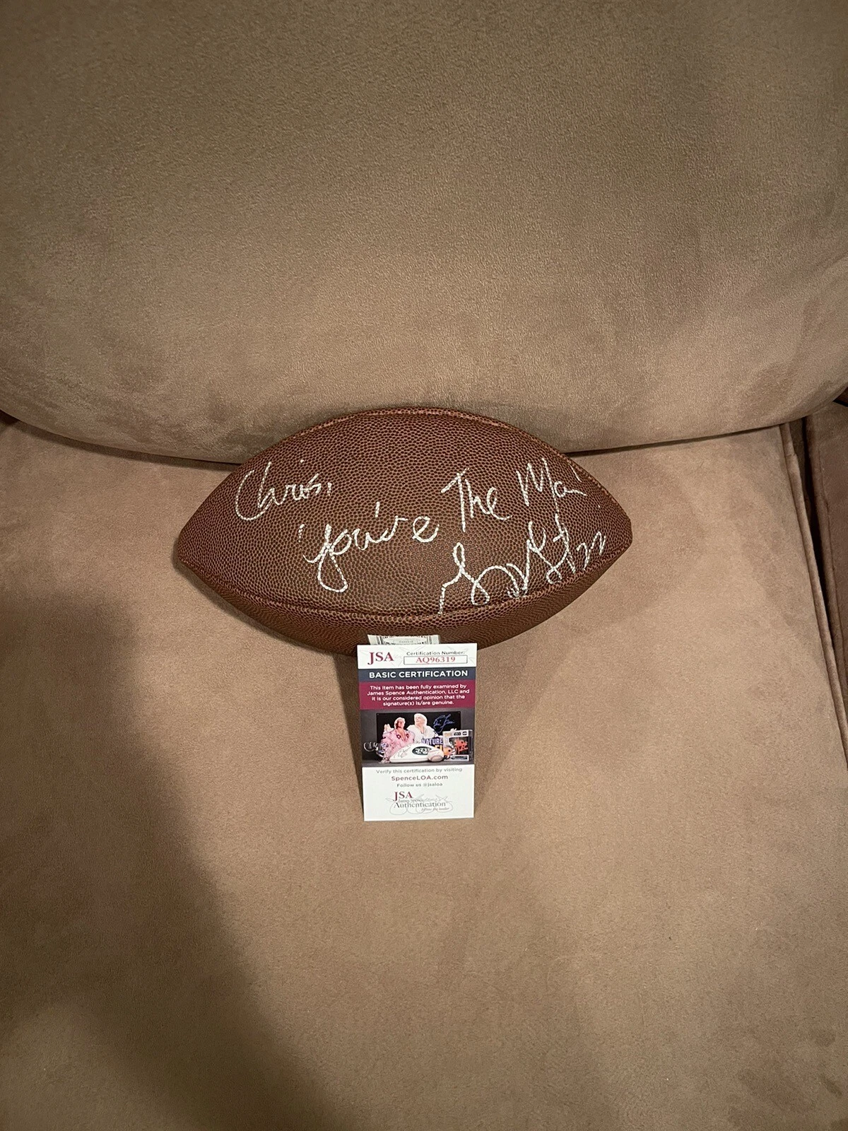 Gary Gait Signed Full Size Football, JSA, To Chris You’re The Man