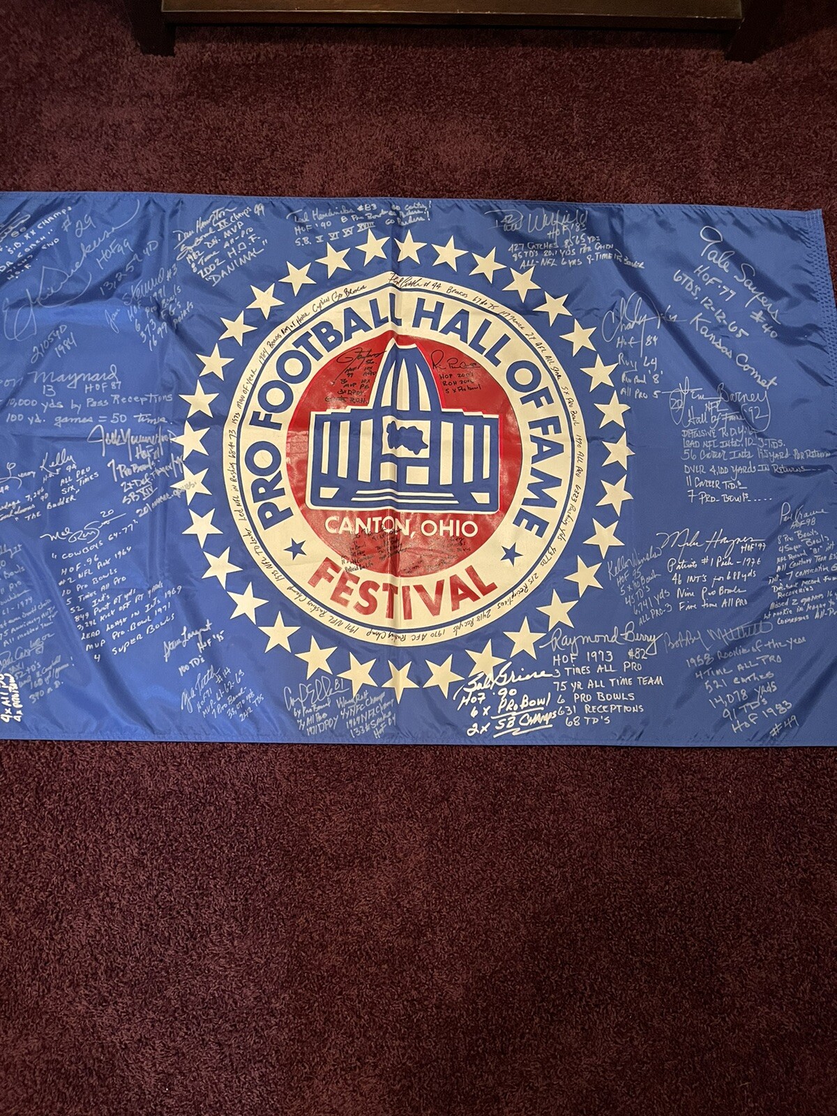 Fantastic Football HOF SIGNED Banner by 30 HoF’ers + A Ton of Inscriptions JSA