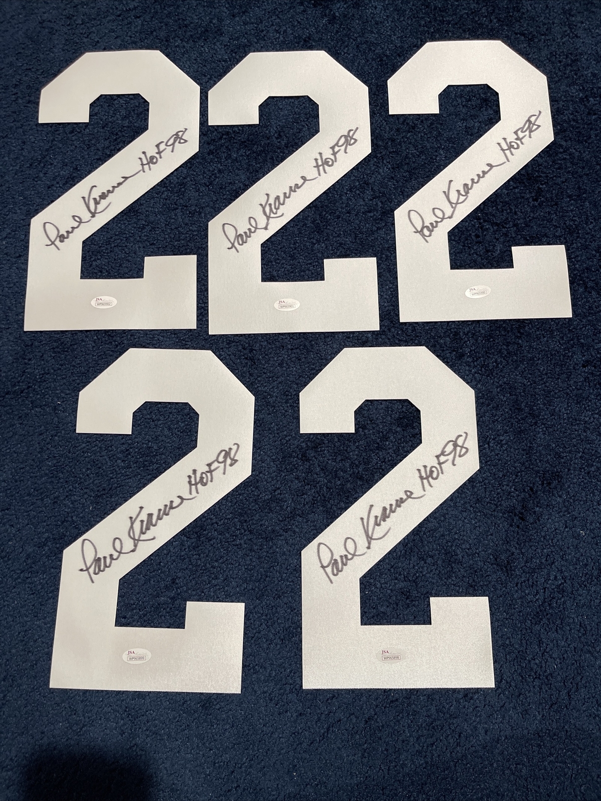 Lot Of 5 Paul Krause AUTOGRAPHED Vikings FOOTBALL JERSEY NUMBER “2” JSA W HoF