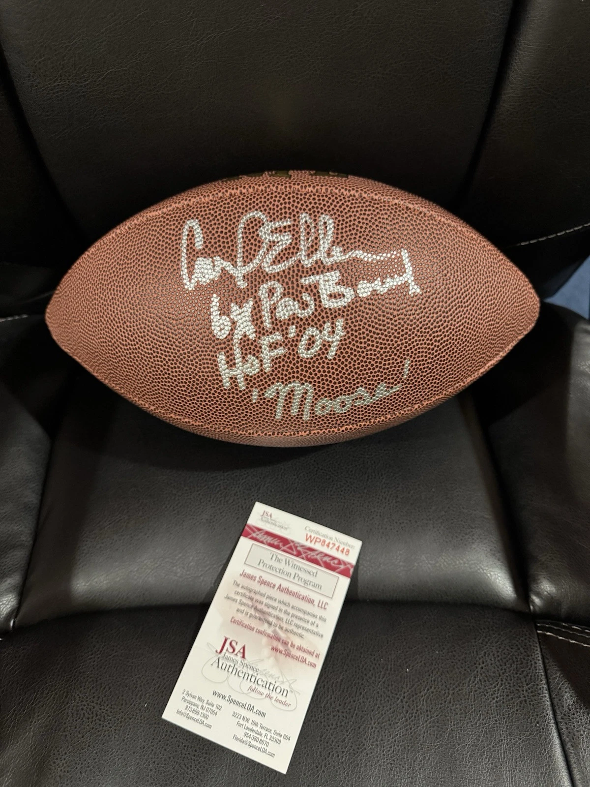 Carl Eller Signed Wilson Stat Football, JSA, 3 Inscriptions Minnesota Vikings