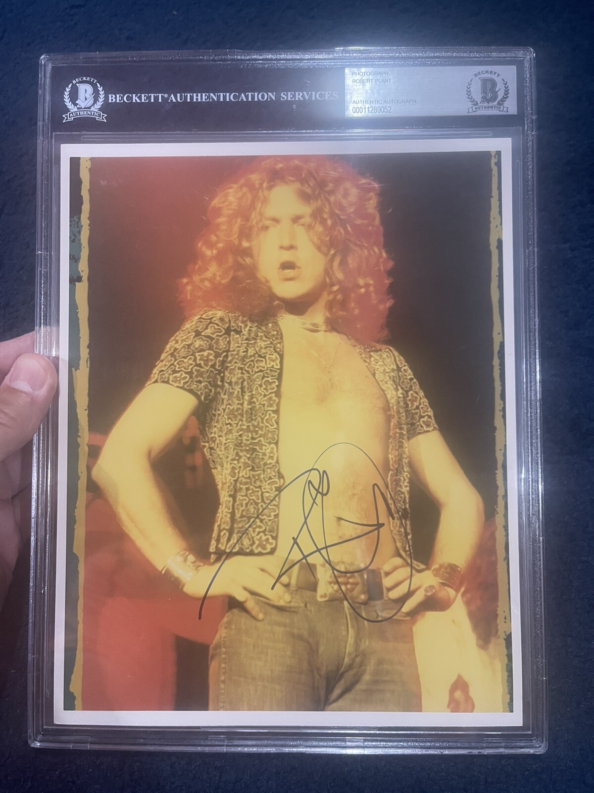 Robert Plant Led Zeppelin Signed Autographed 8 by 10 Photo Beckett Slabbed