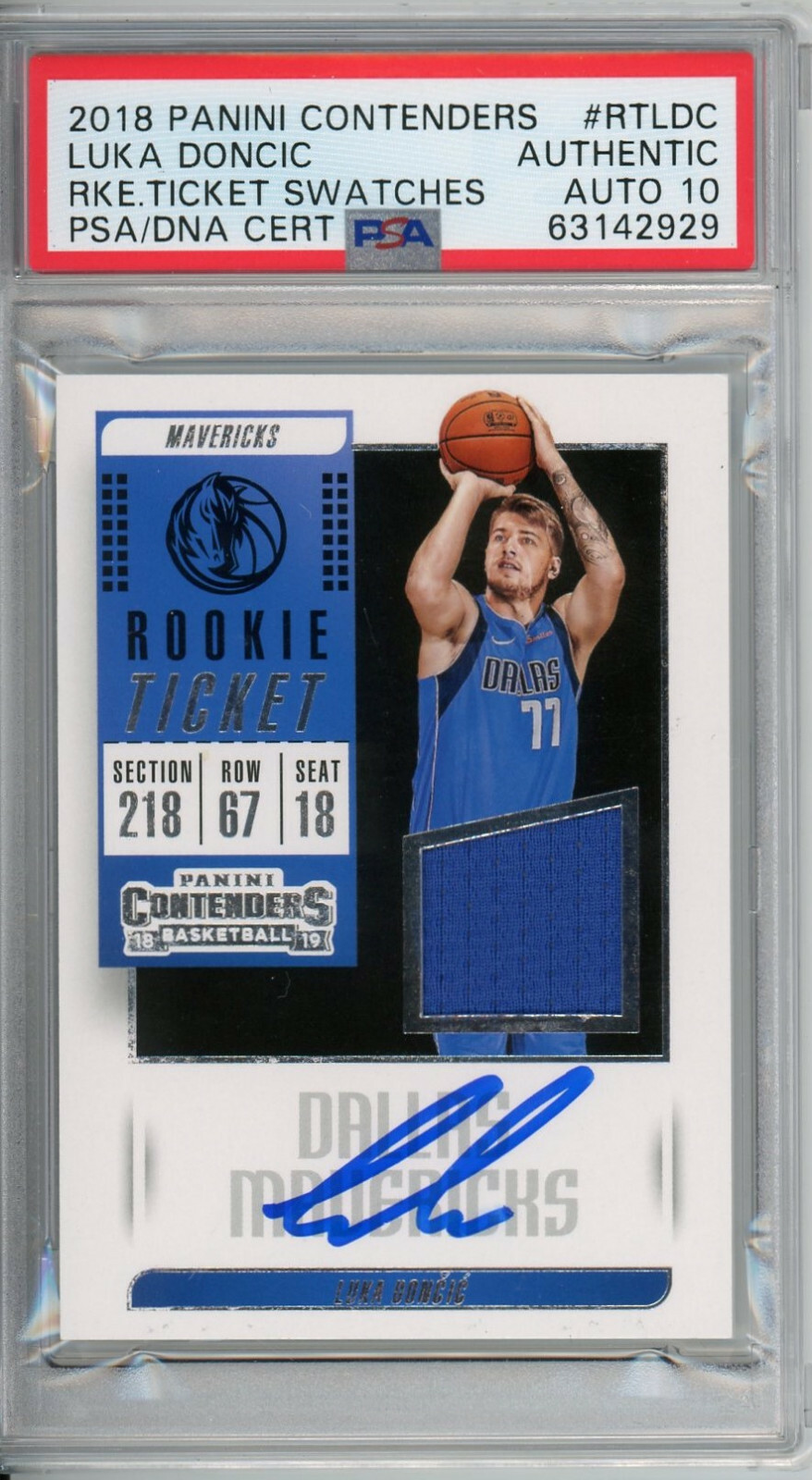PSA/DNA GEM MINT 10 AUTO LUKA DONCIC CONTENDERS JERSEY SWATCHES ROOKIE RC SIGNED