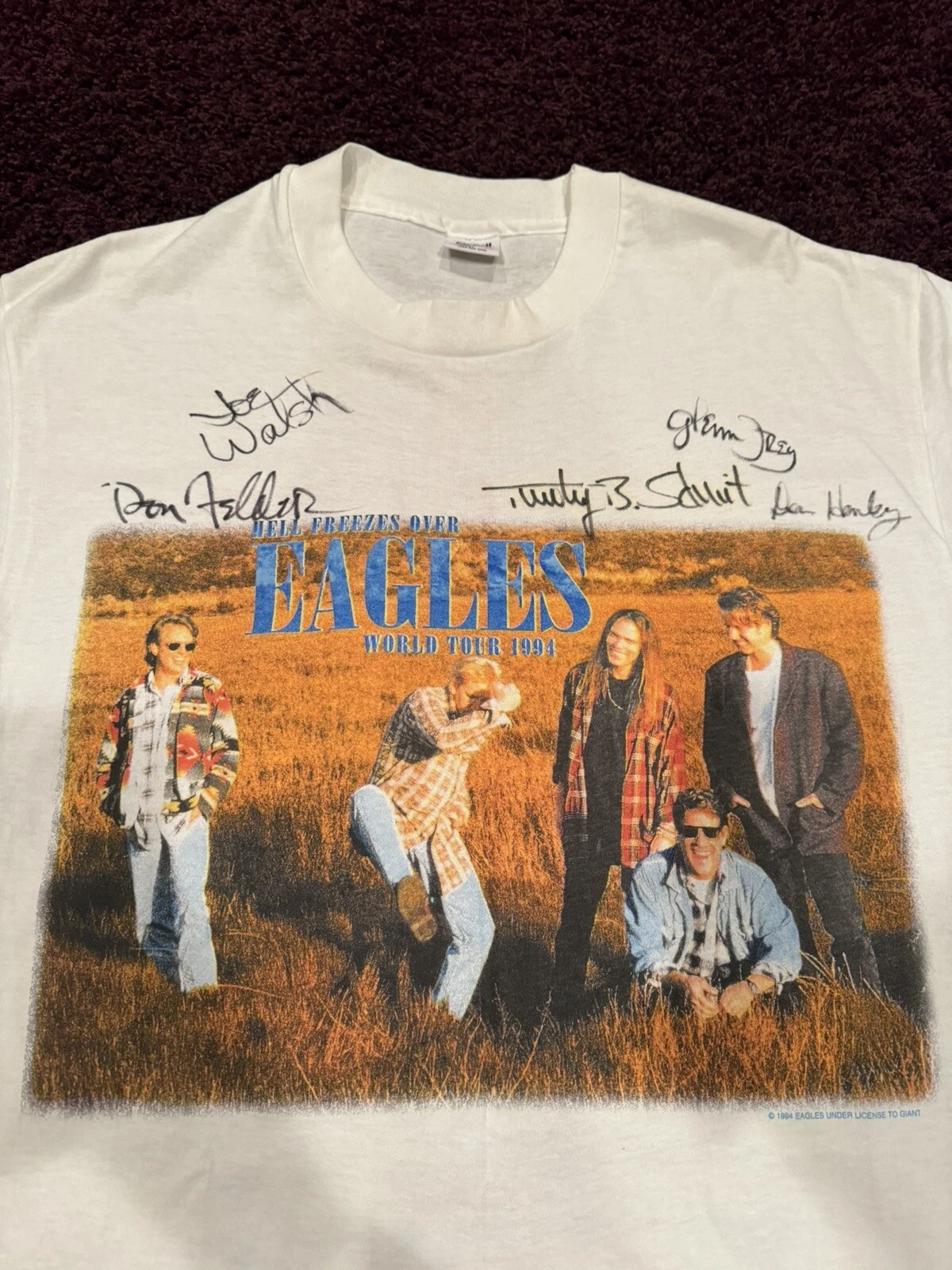 Glenn Frey Don Henley Schmit Joe Walsh Felder Signed 1994 Tour Shirt JSA Eagles