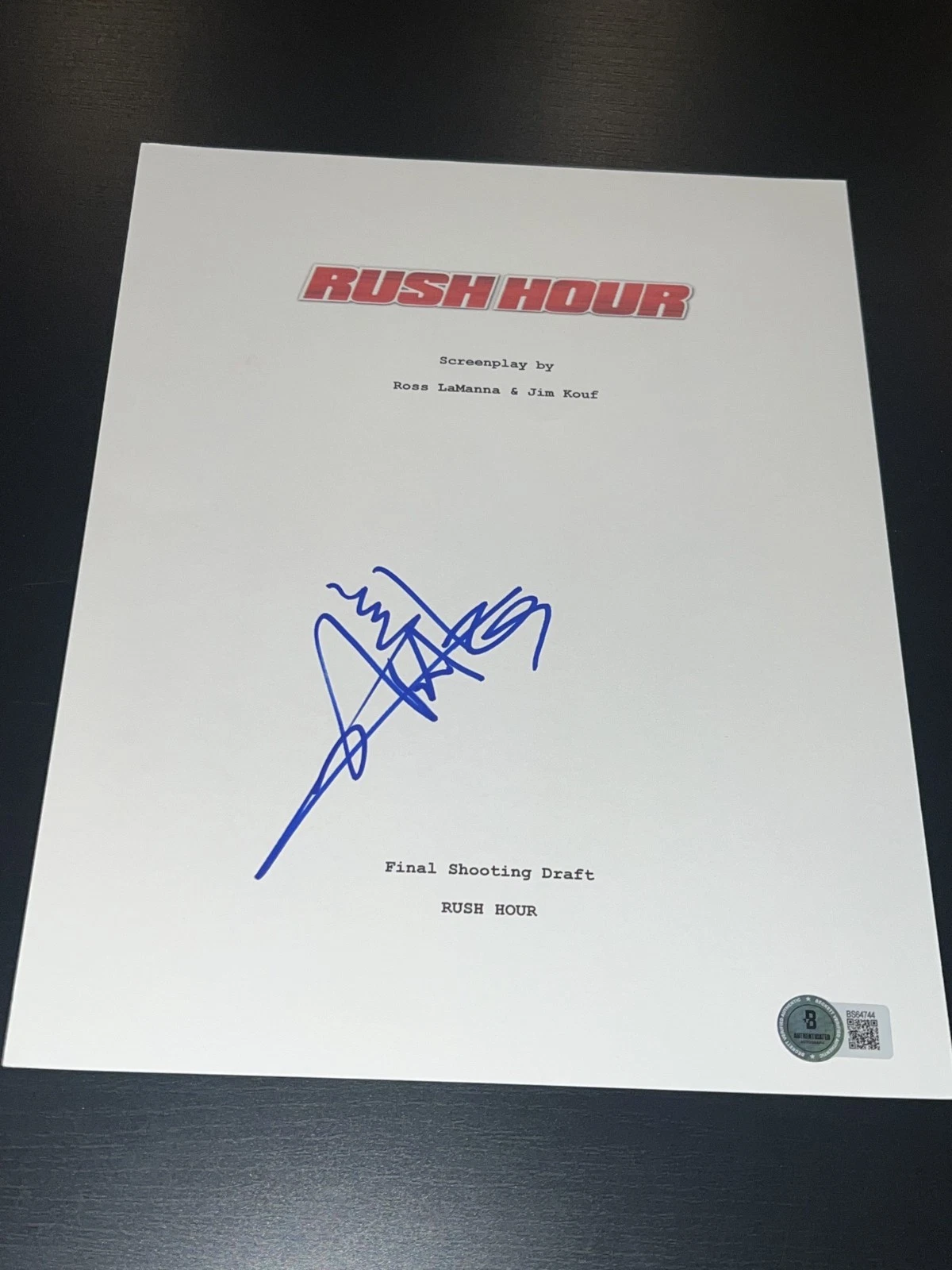 JACKIE CHAN SIGNED AUTOGRAPH RUSH HOUR MOVIE SCRIPT FULL SCRIPT BECKETT BAS D