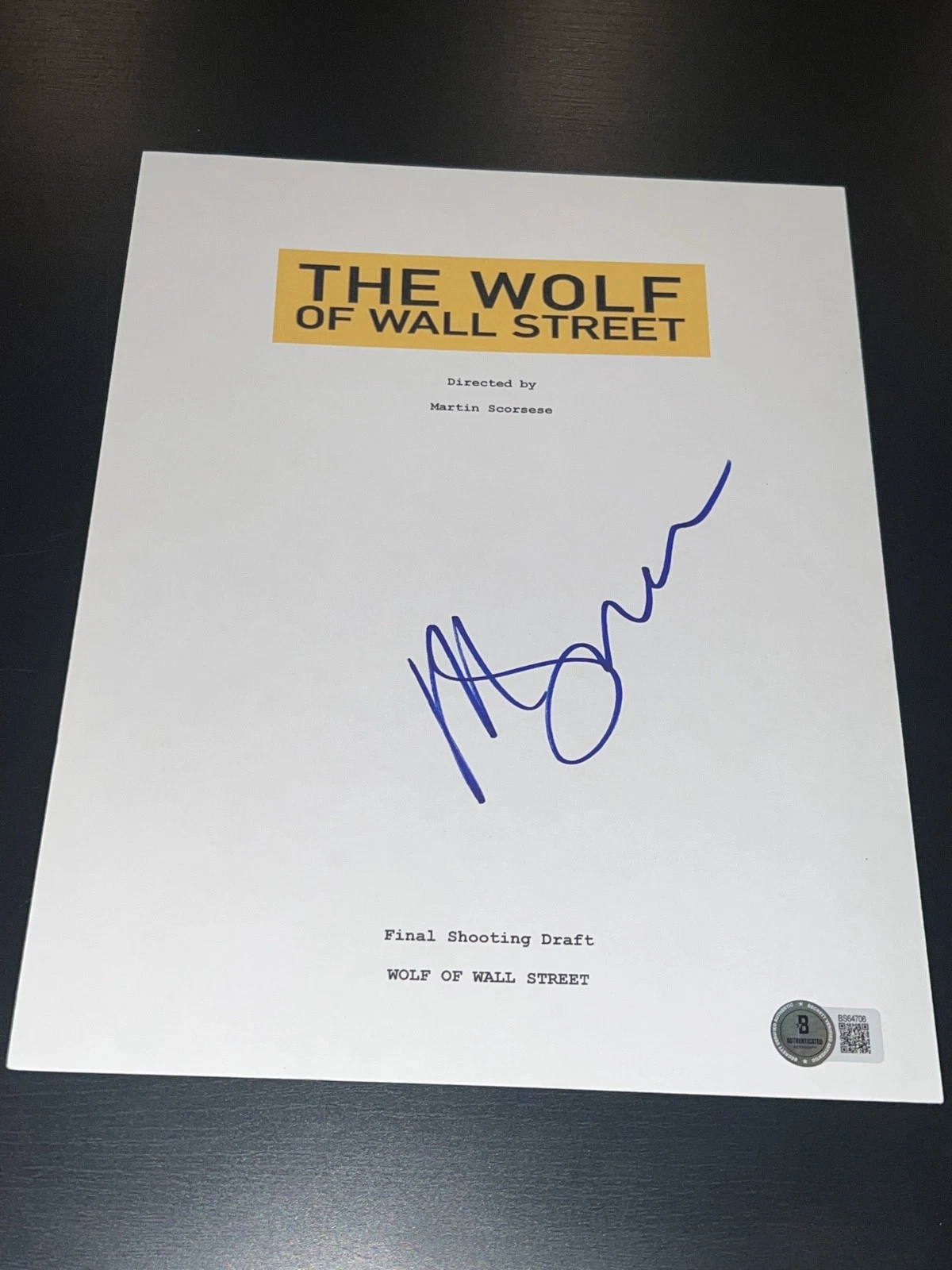 MARTIN SCORSESE SIGNED AUTOGRAPH MOVIE SCRIPT WOLF OF WALL STREET BECKETT BAS X3