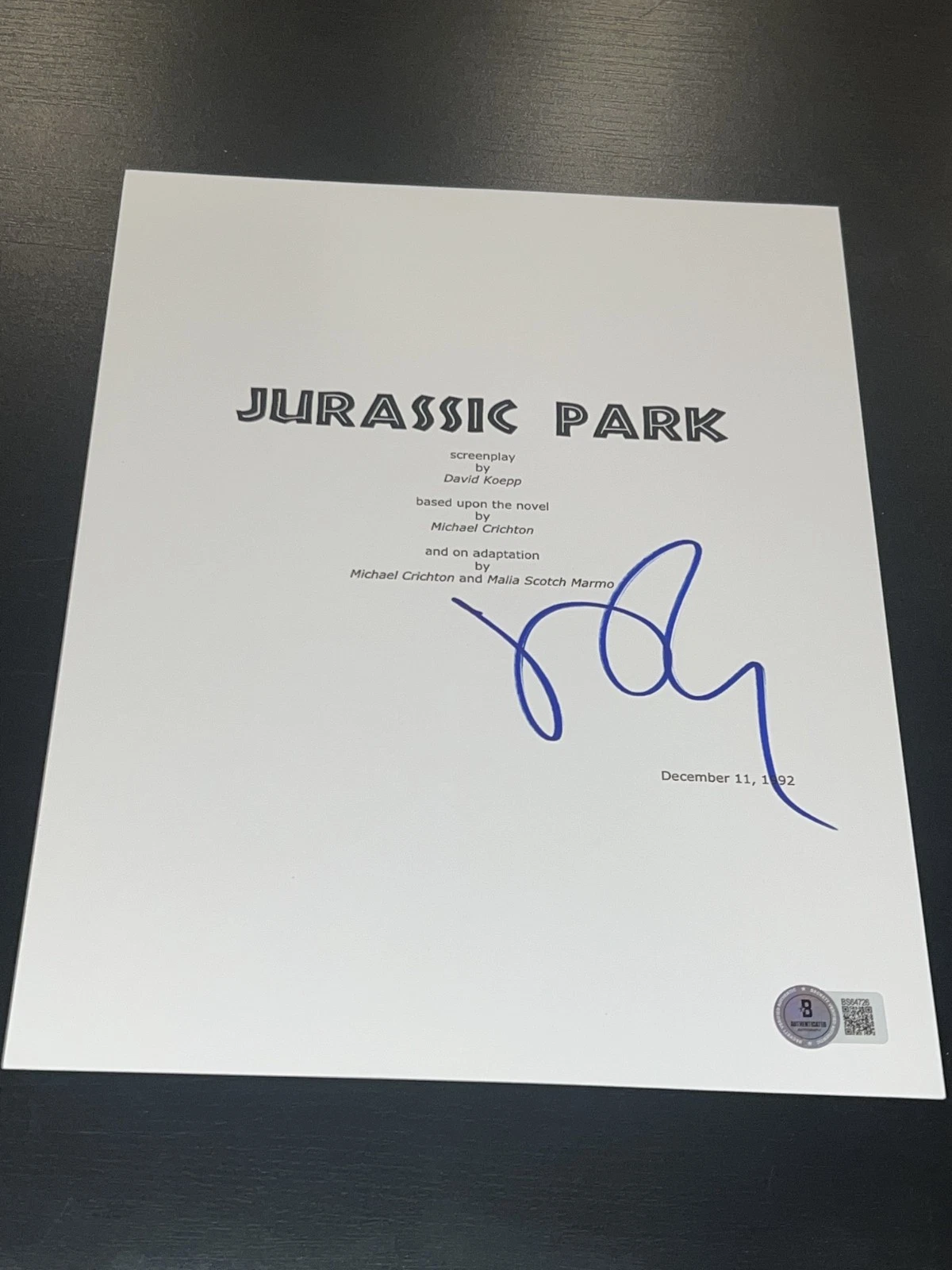 JEFF GOLDLBLUM SIGNED AUTOGRAPH MOVIE SCRIPT JURASSIC PARK BECKETT BAS COA X2