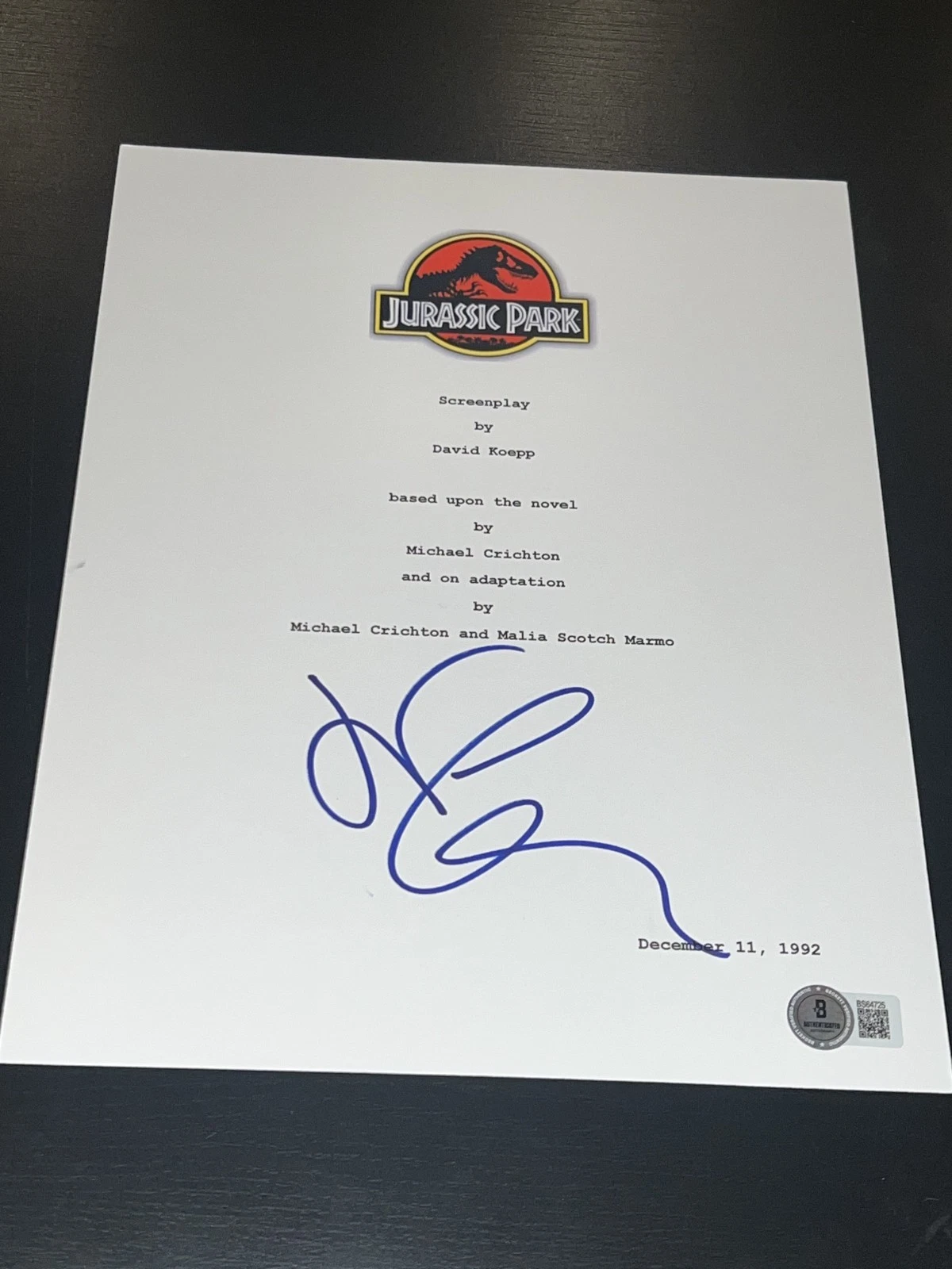 JEFF GOLDLBLUM SIGNED AUTOGRAPH MOVIE SCRIPT JURASSIC PARK BECKETT BAS COA X3
