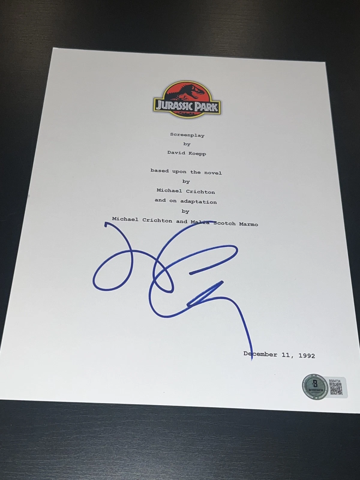 JEFF GOLDLBLUM SIGNED AUTOGRAPH MOVIE SCRIPT JURASSIC PARK BECKETT BAS COA X4