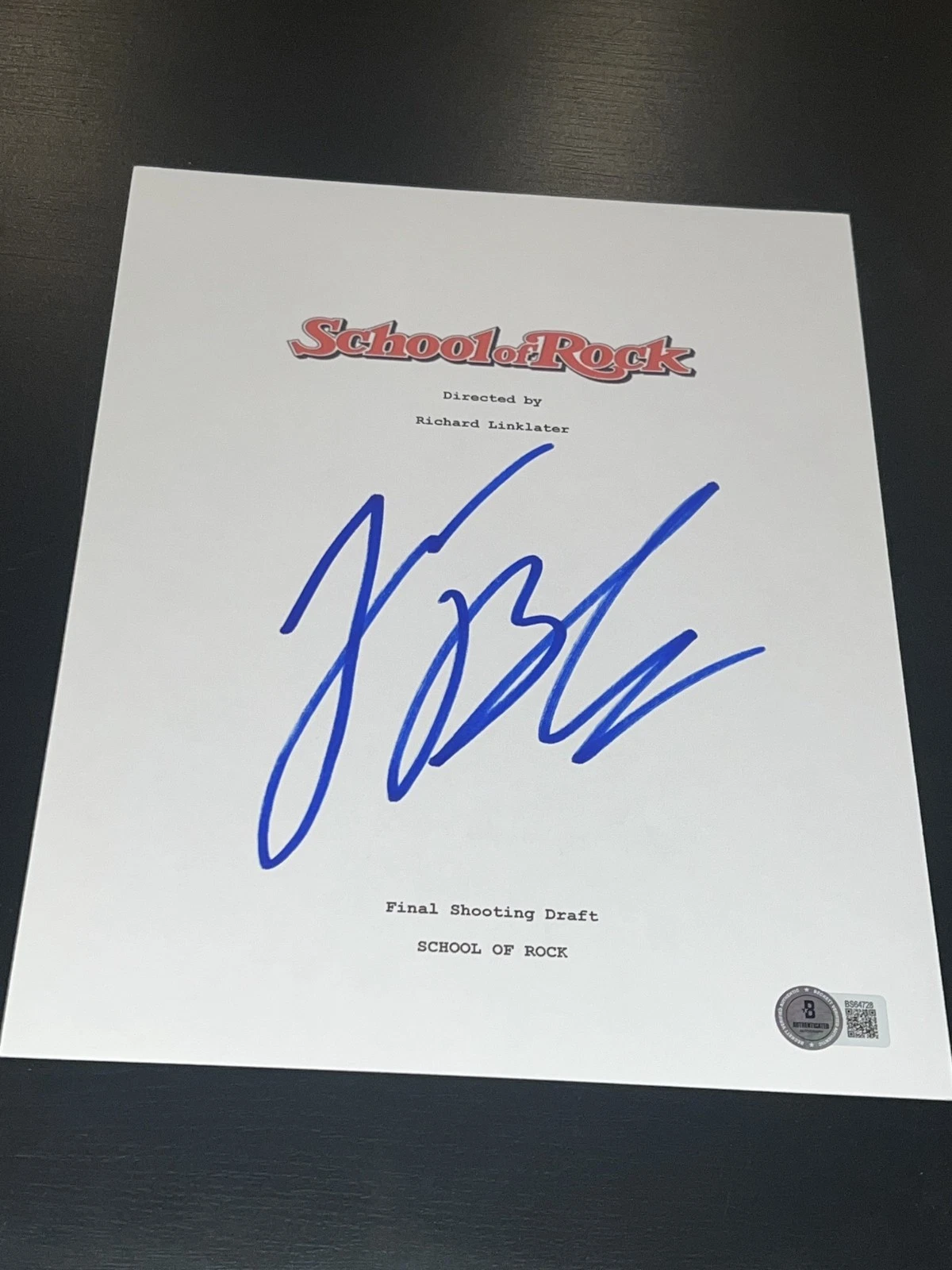 JACK BLACK SIGNED AUTOGRAPH MOVIE SCRIPT SCHOOL OF ROCK BECKETT BAS COA AUTO X3