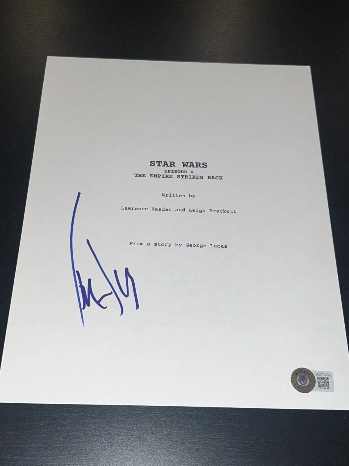HARRISON FORD SIGNED AUTOGRAPH MOVIE SCRIPT EMPIRE STRIKES BACK BECKETT BAS D