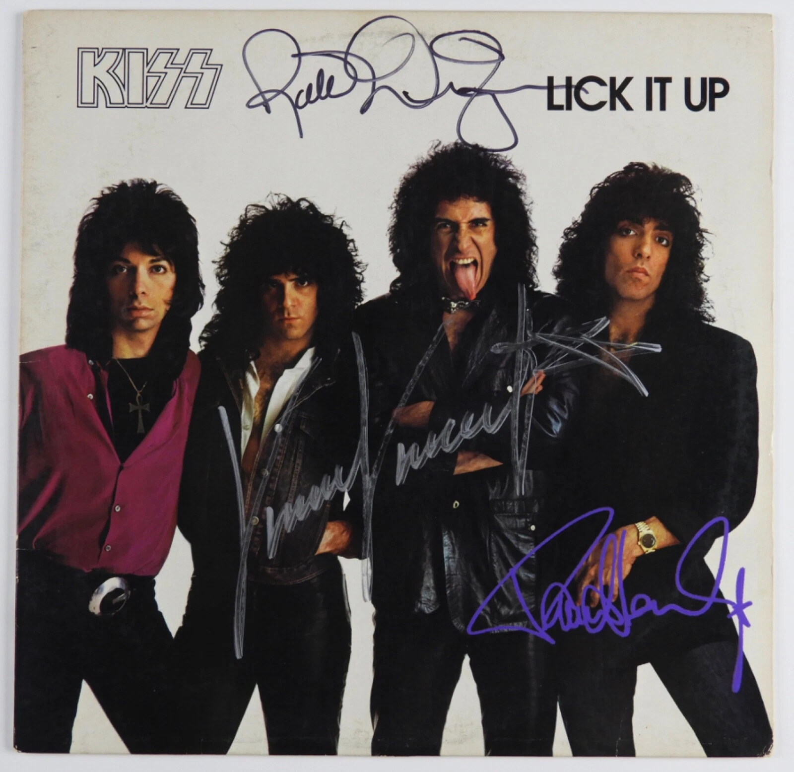 Kiss JSA Signed Autograph Album Record Vinyl Lick It Up Rick Derringer Vinnie +
