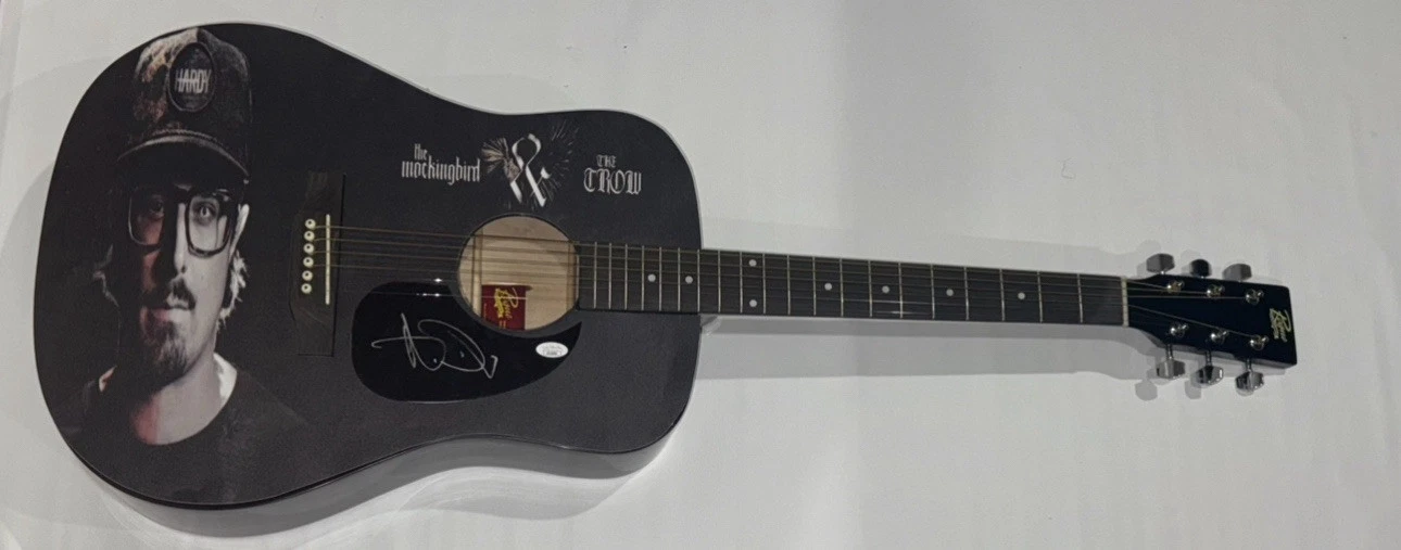HARDY SIGNED CUSTOM ACOUSTIC GUITAR MICHAEL WILSON THE MOCKINGBIRD CROW JSA COA