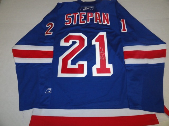 DEREK STEPAN SIGNED NEW YORK RANGERS 2014 STANLEY CUP HOME JERSEY LICENSED
