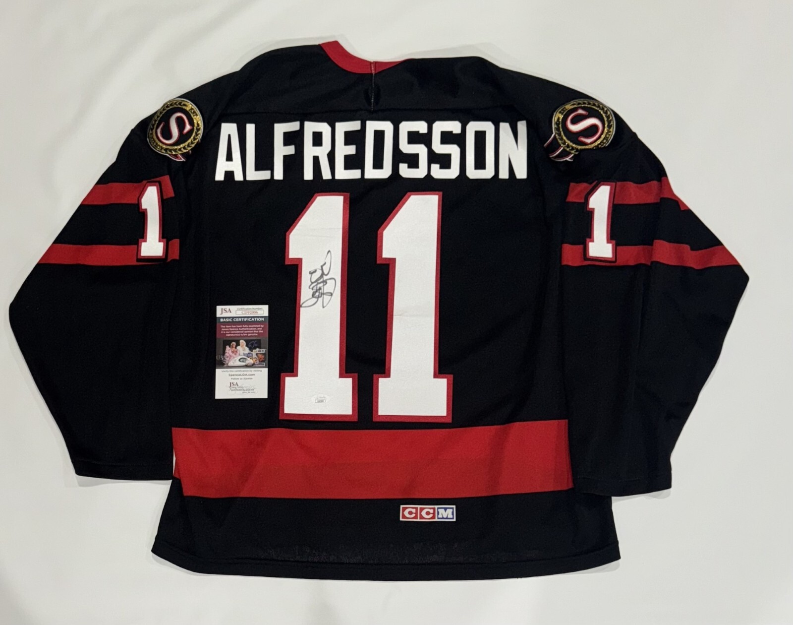 DANIEL ALFREDSSON SIGNED VINTAGE CCM OTTAWA SENATORS JERSEY LICENSED JSA COA